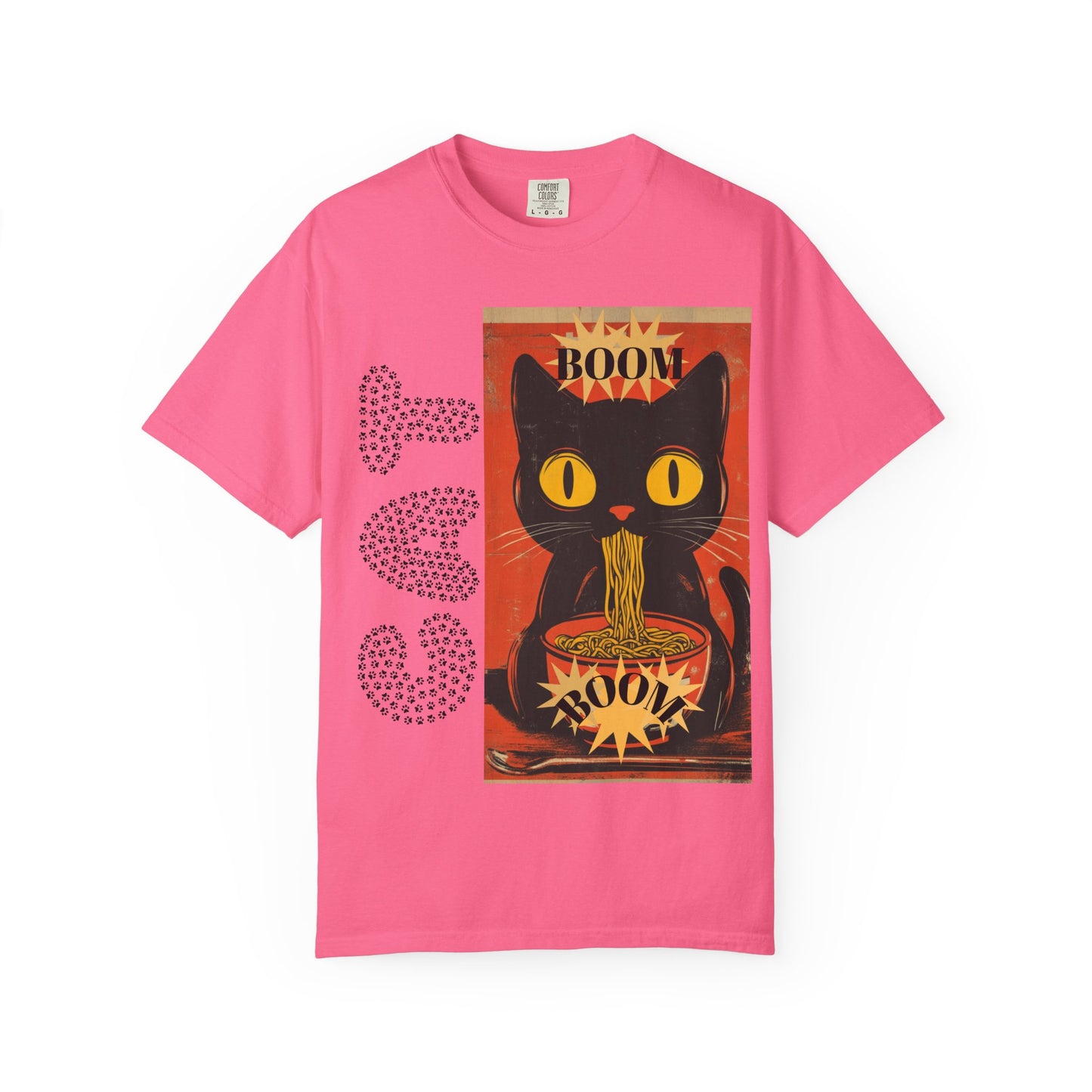 Noodle Cat Graphic Tee, Cute Cat T-Shirt, Animal Lover Gift, Foodie Apparel, Funny Gift for Her, Relaxed Fit Unisex Shirt