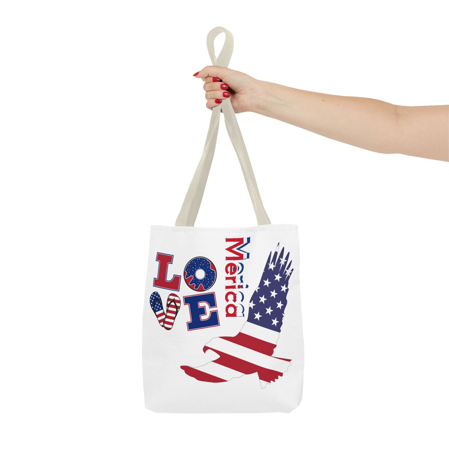 Patriotic Eagle Tote Bag - USA Flag Design, Reusable Shopping Bag, Beach Bag, Gift for Independence Day, Eco-Friendly Carryall