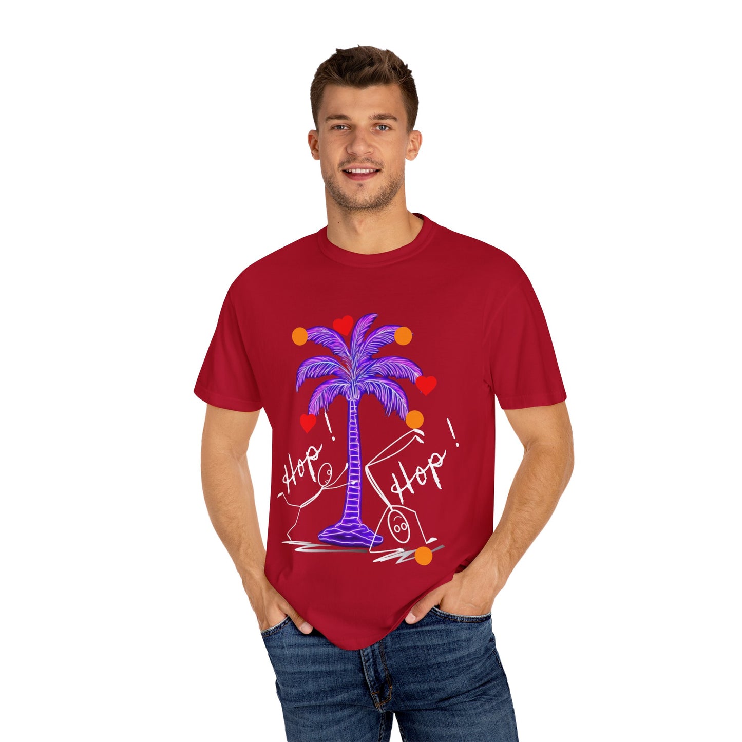Hop! Palm T-Shirt, Summer Vibes, Beachwear, Casual Style, Gift for Friends, Travel Essential