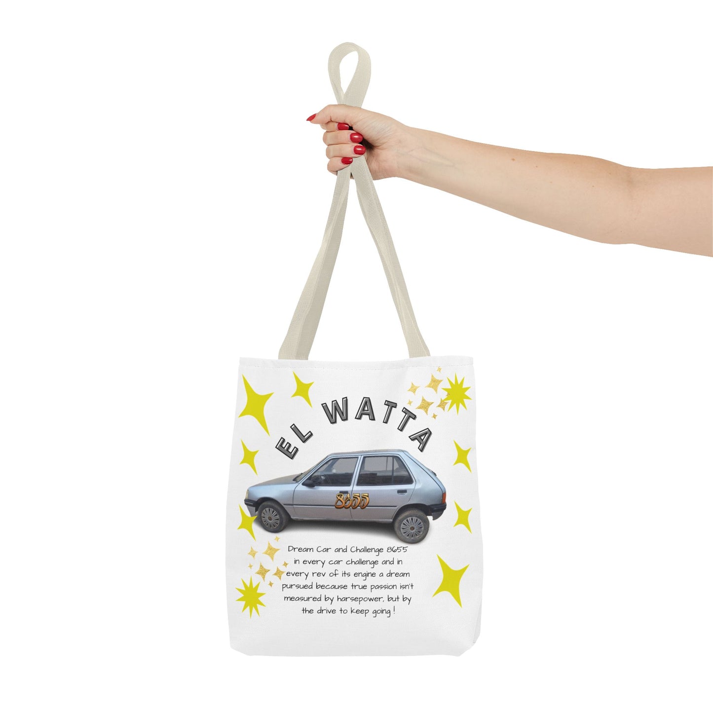Inspirational Car Tote Bag - Dream Car Challenge, Motivational Gift, Unique Shopping Bag, Road Trip Accessory, Fun Eco-Friendly Tote