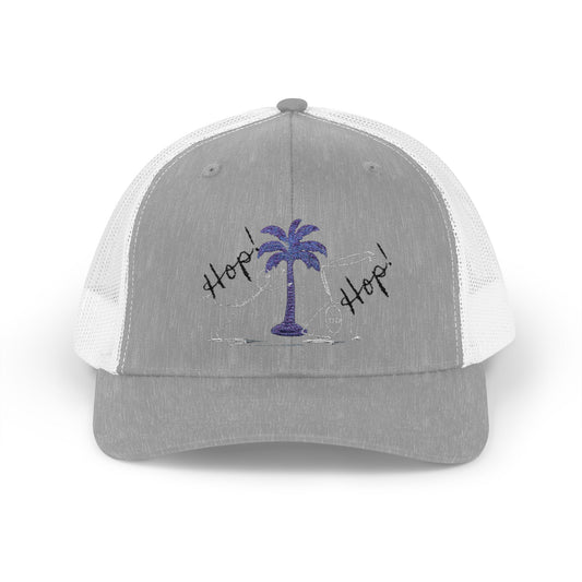 Vibrant Palm Tree Trucker Cap, Summer Hat, Casual Cap, Beach Accessory, Gift for Trendy Friends, Outdoor Gear