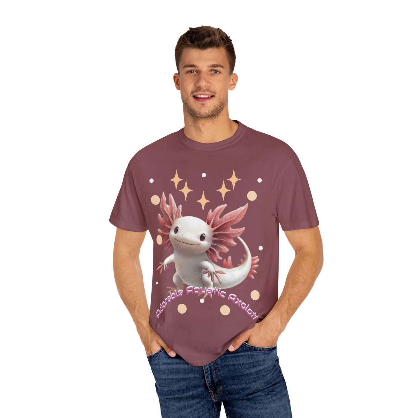 Cute Axolotl T-Shirt for Nature Lovers, Unisex Garment-Dyed Tee, Gift for Animal Enthusiasts, Casual Wear, Birthday Present