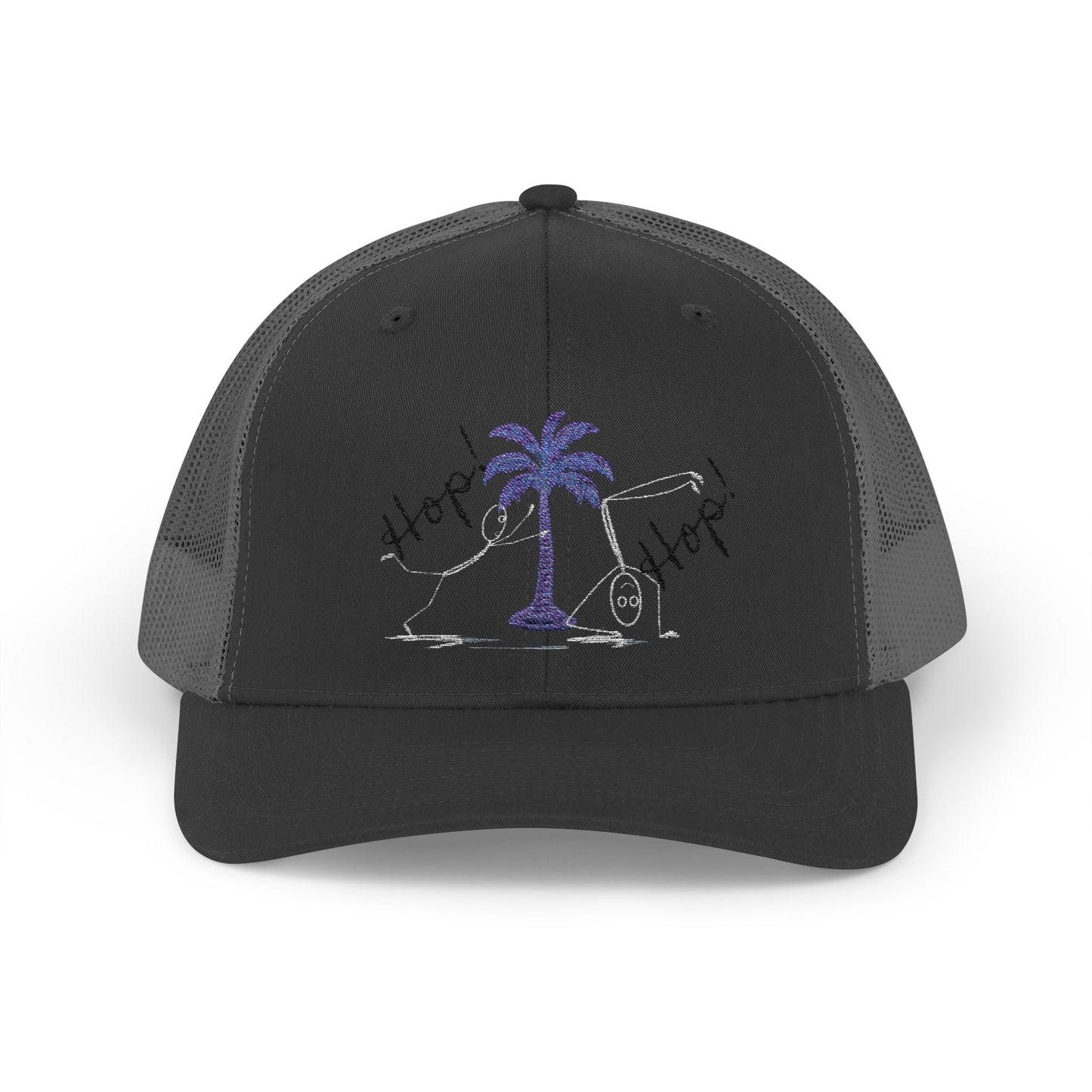Vibrant Palm Tree Trucker Cap, Summer Hat, Casual Cap, Beach Accessory, Gift for Trendy Friends, Outdoor Gear