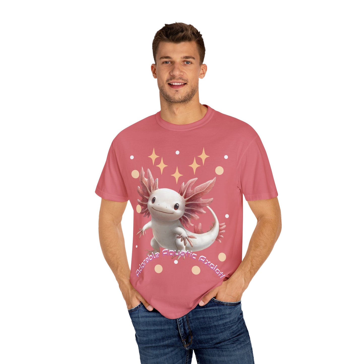 Cute Axolotl T-Shirt for Nature Lovers, Unisex Garment-Dyed Tee, Gift for Animal Enthusiasts, Casual Wear, Birthday Present