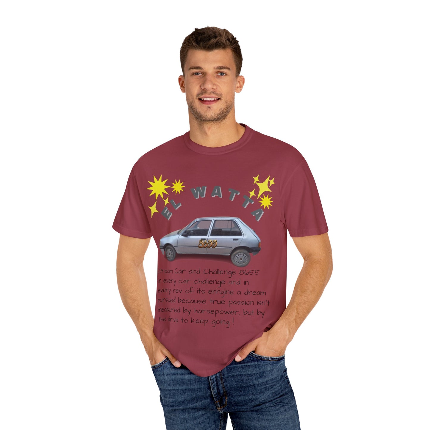 El Watta Vintage Car T-shirt, Unique Design, Unisex Garment-Dyed Tee, Retro Car Lover Gift, Funny Auto Apparel, Unique Gift for Him or Her