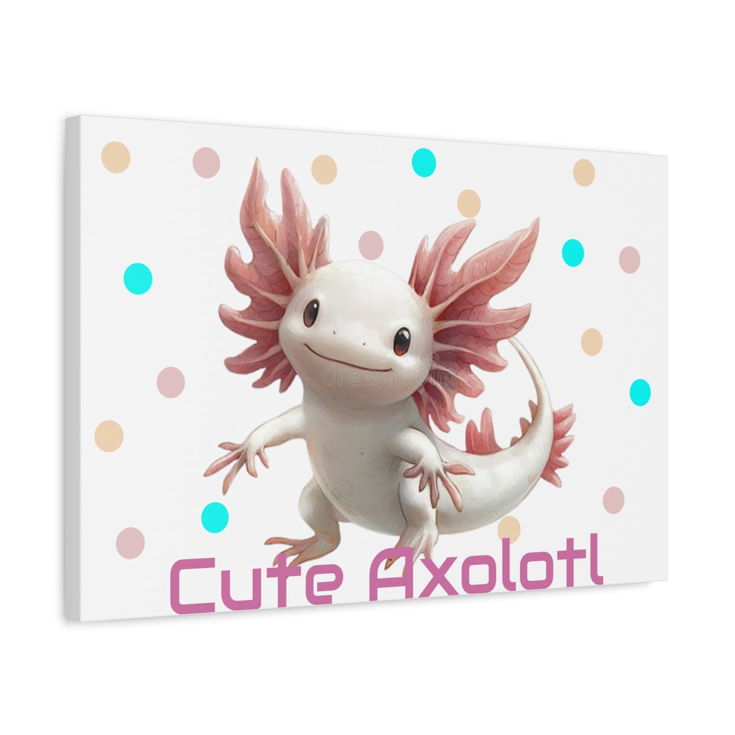 Whimsical Axolotl Canvas Art, Nursery Decor, Cute Wall Art, Kid's Room Decoration, Gift for Animal Lovers, Playful Home Accent