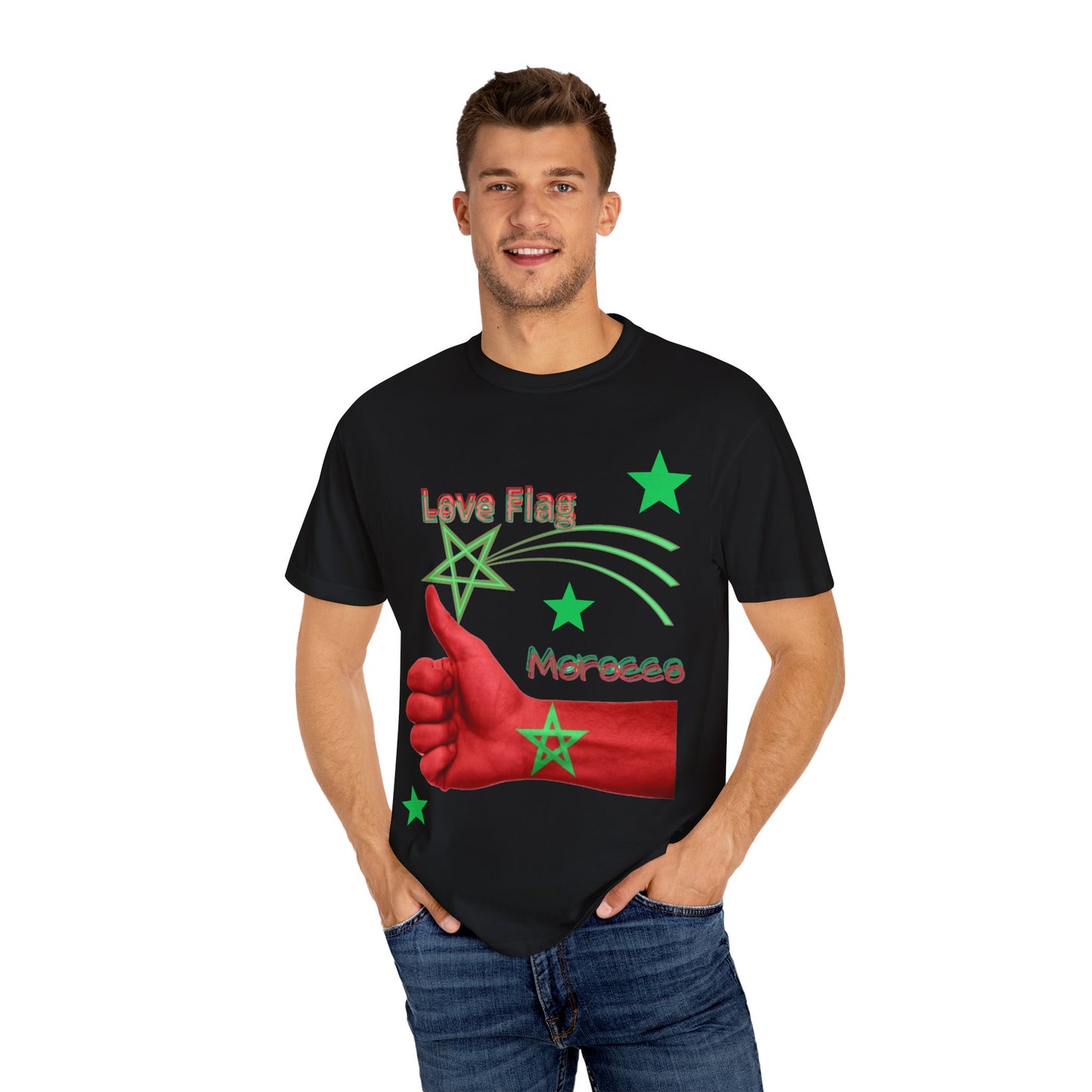 Moroccan Love Flag T-Shirt, Unisex Tee, Casual Wear, Gifts for Travelers, Unique Souvenir, Summer Fashion