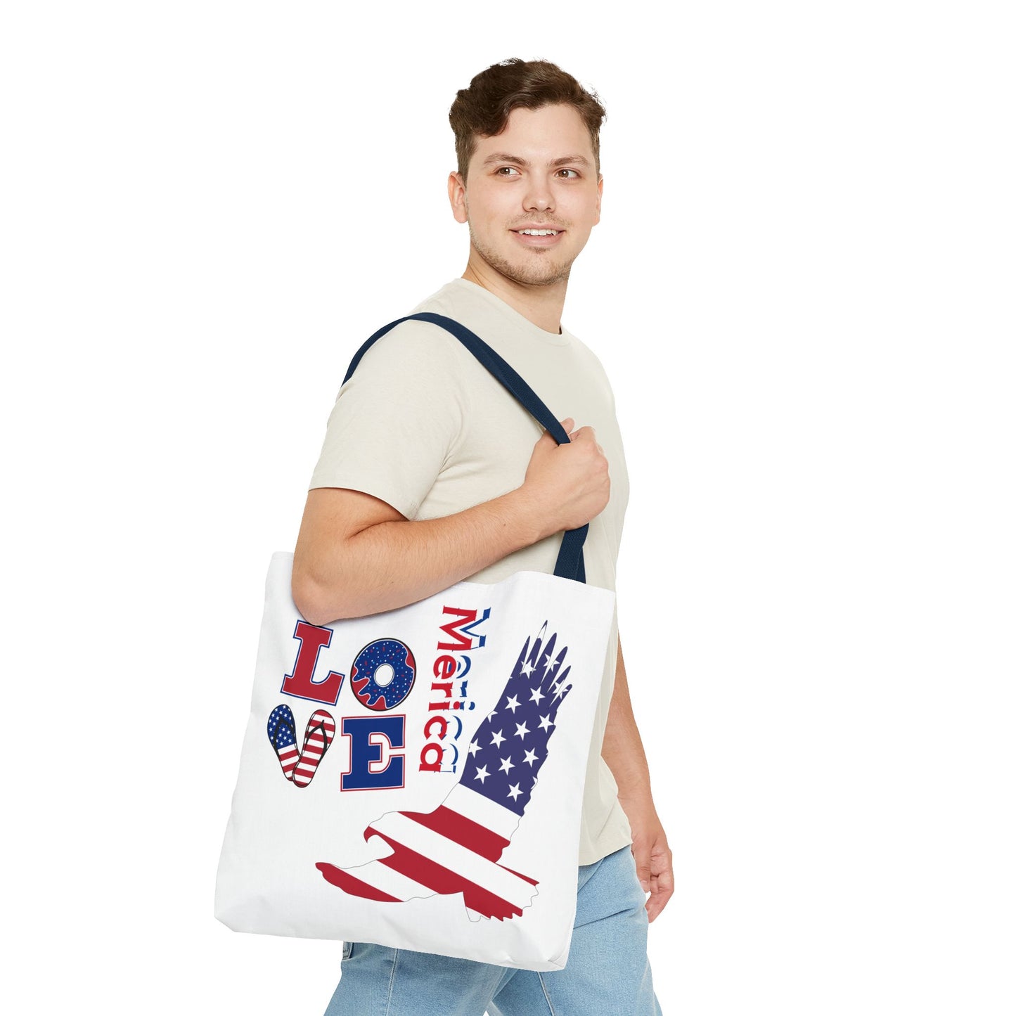 Patriotic Eagle Tote Bag - USA Flag Design, Reusable Shopping Bag, Beach Bag, Gift for Independence Day, Eco-Friendly Carryall