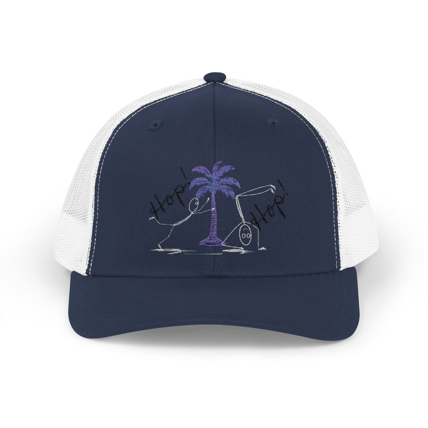 Vibrant Palm Tree Trucker Cap, Summer Hat, Casual Cap, Beach Accessory, Gift for Trendy Friends, Outdoor Gear