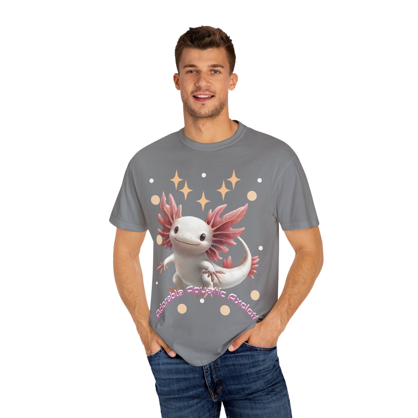 Cute Axolotl T-Shirt for Nature Lovers, Unisex Garment-Dyed Tee, Gift for Animal Enthusiasts, Casual Wear, Birthday Present