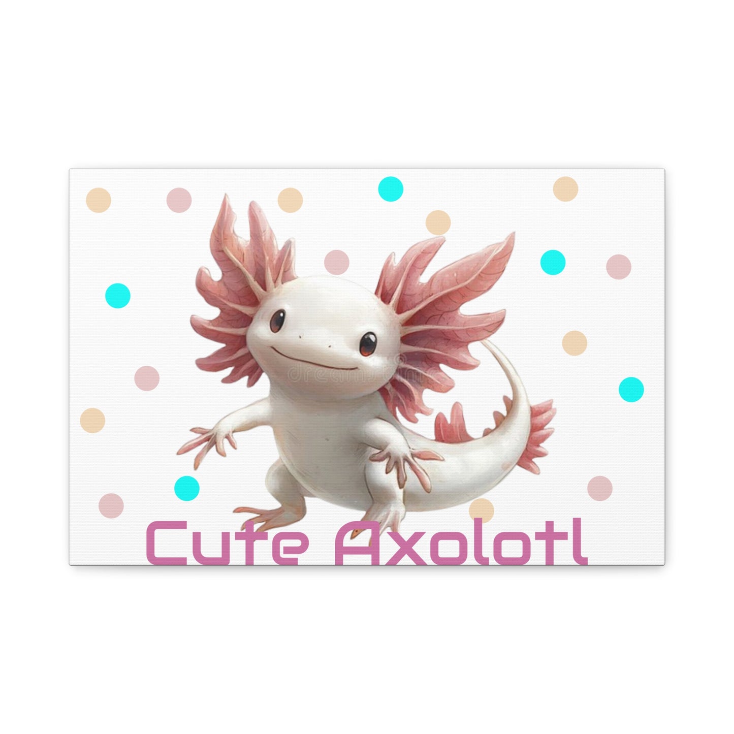 Whimsical Axolotl Canvas Art, Nursery Decor, Cute Wall Art, Kid's Room Decoration, Gift for Animal Lovers, Playful Home Accent
