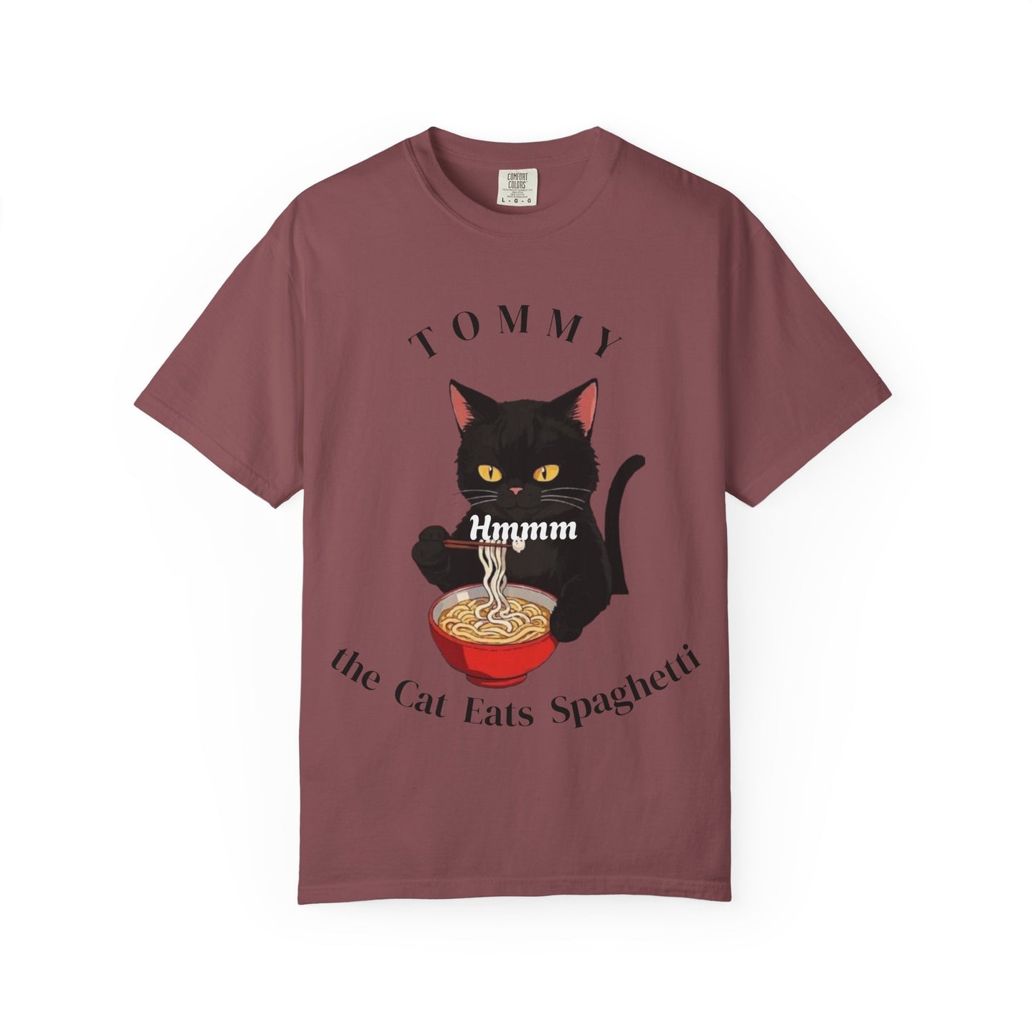 Funny Cat T-Shirt - Tommy the Cat Eats Spaghetti, Gift for Cat Lovers, Cute Pet Apparel, Relaxed Summer Tee, Cat-Themed Clothing