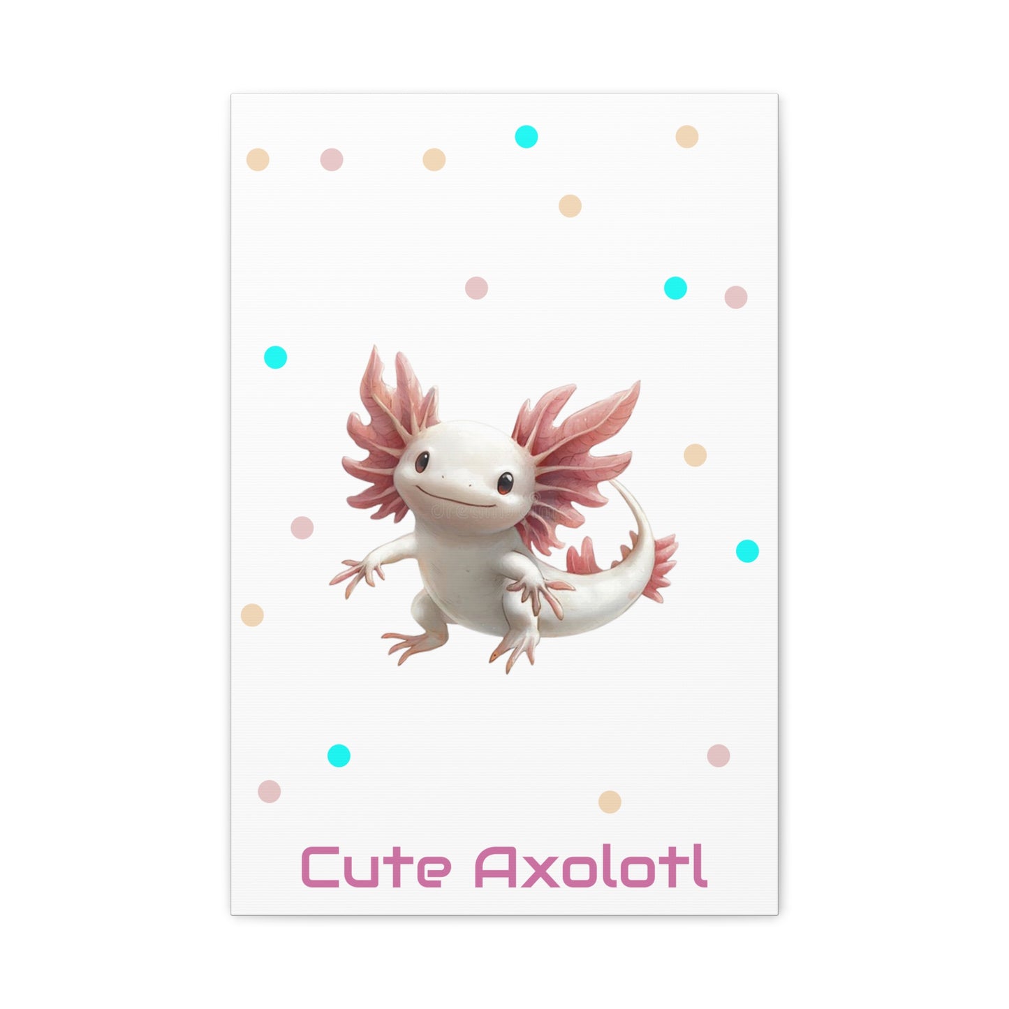 Whimsical Axolotl Canvas Art, Nursery Decor, Cute Wall Art, Kid's Room Decoration, Gift for Animal Lovers, Playful Home Accent
