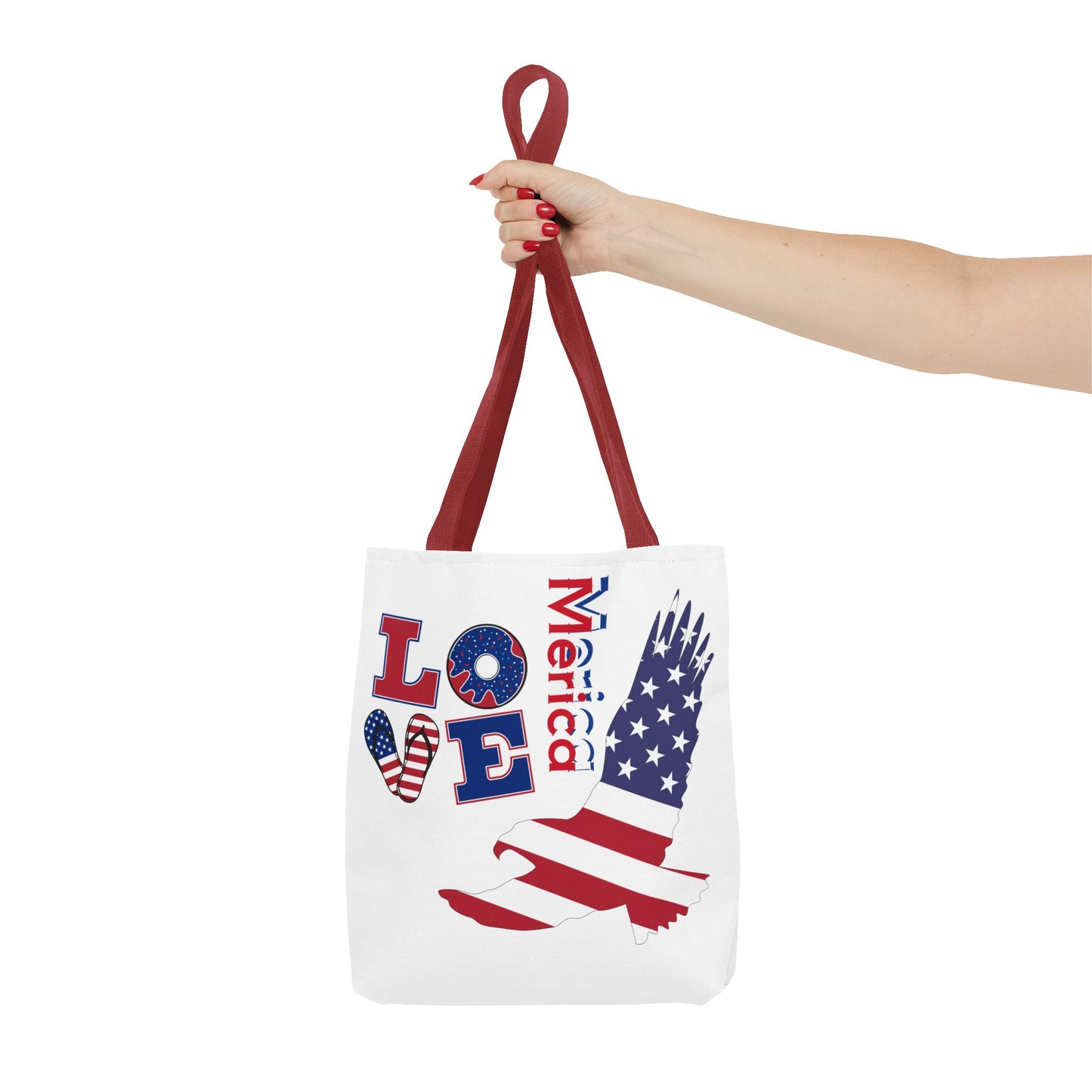 Patriotic Eagle Tote Bag - USA Flag Design, Reusable Shopping Bag, Beach Bag, Gift for Independence Day, Eco-Friendly Carryall