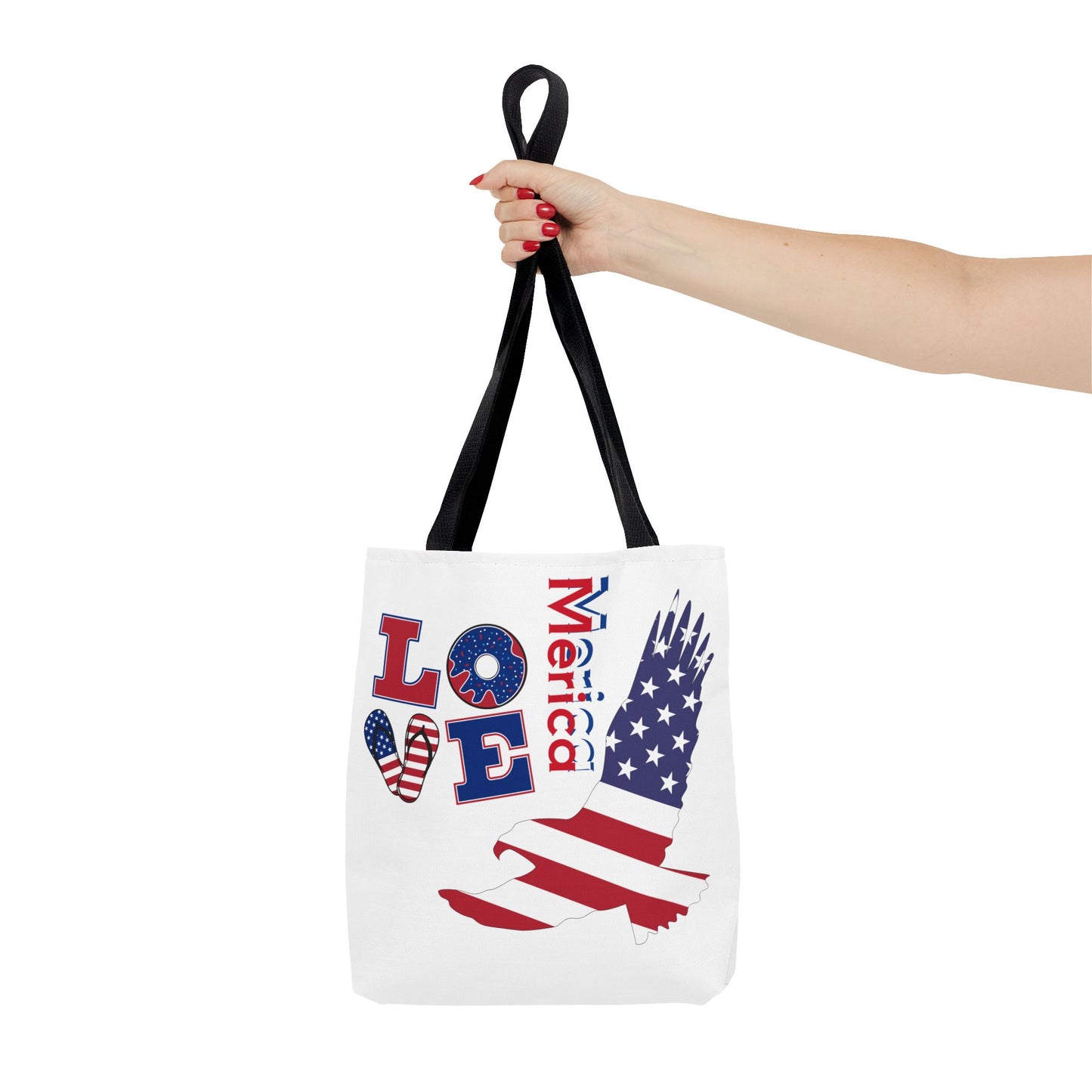Patriotic Eagle Tote Bag - USA Flag Design, Reusable Shopping Bag, Beach Bag, Gift for Independence Day, Eco-Friendly Carryall
