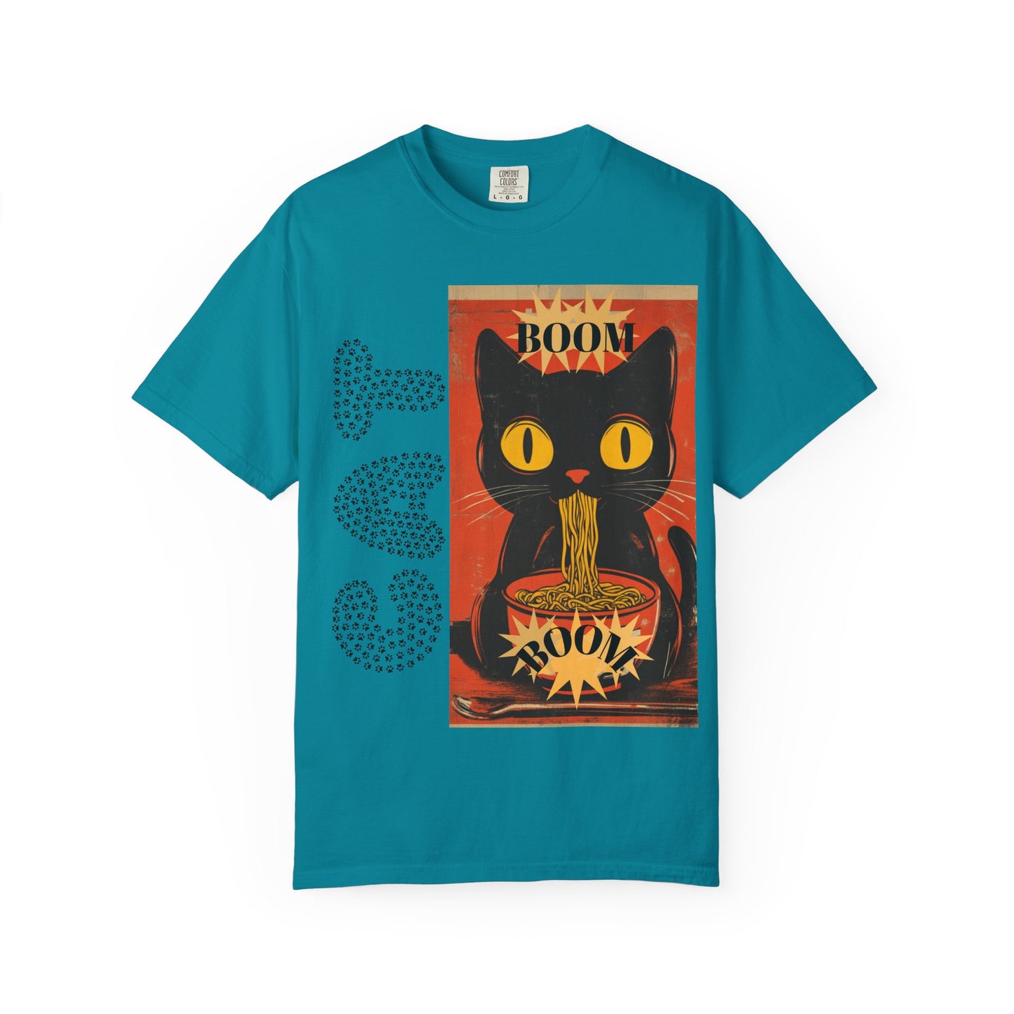 Noodle Cat Graphic Tee, Cute Cat T-Shirt, Animal Lover Gift, Foodie Apparel, Funny Gift for Her, Relaxed Fit Unisex Shirt