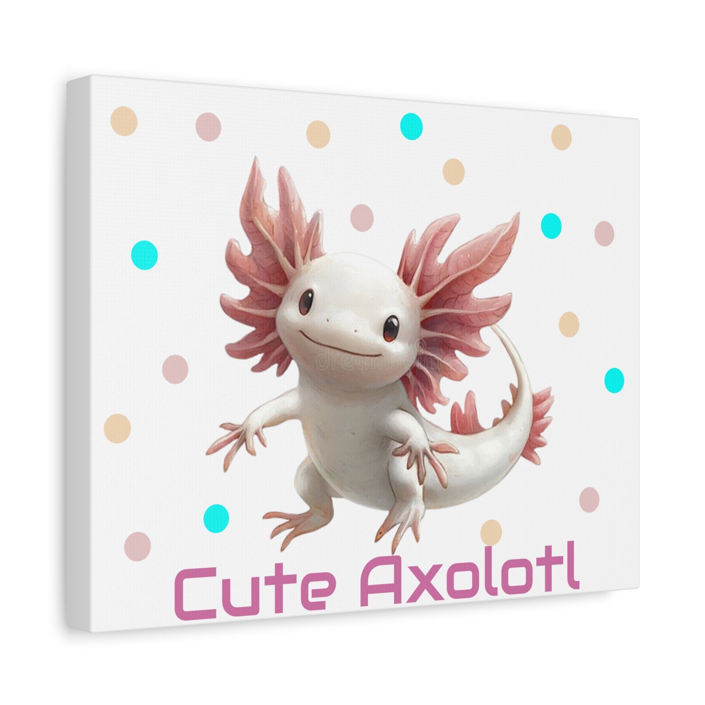 Whimsical Axolotl Canvas Art, Nursery Decor, Cute Wall Art, Kid's Room Decoration, Gift for Animal Lovers, Playful Home Accent