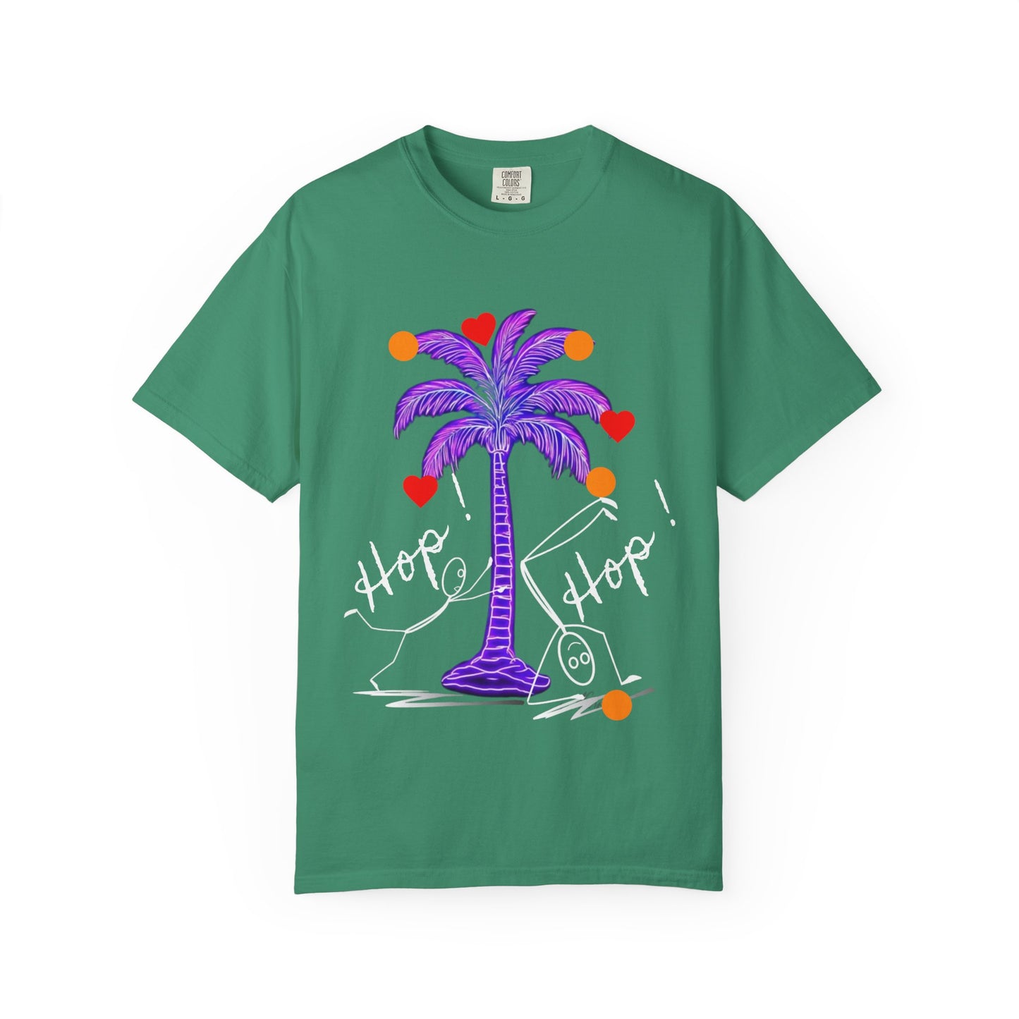 Hop! Palm T-Shirt, Summer Vibes, Beachwear, Casual Style, Gift for Friends, Travel Essential