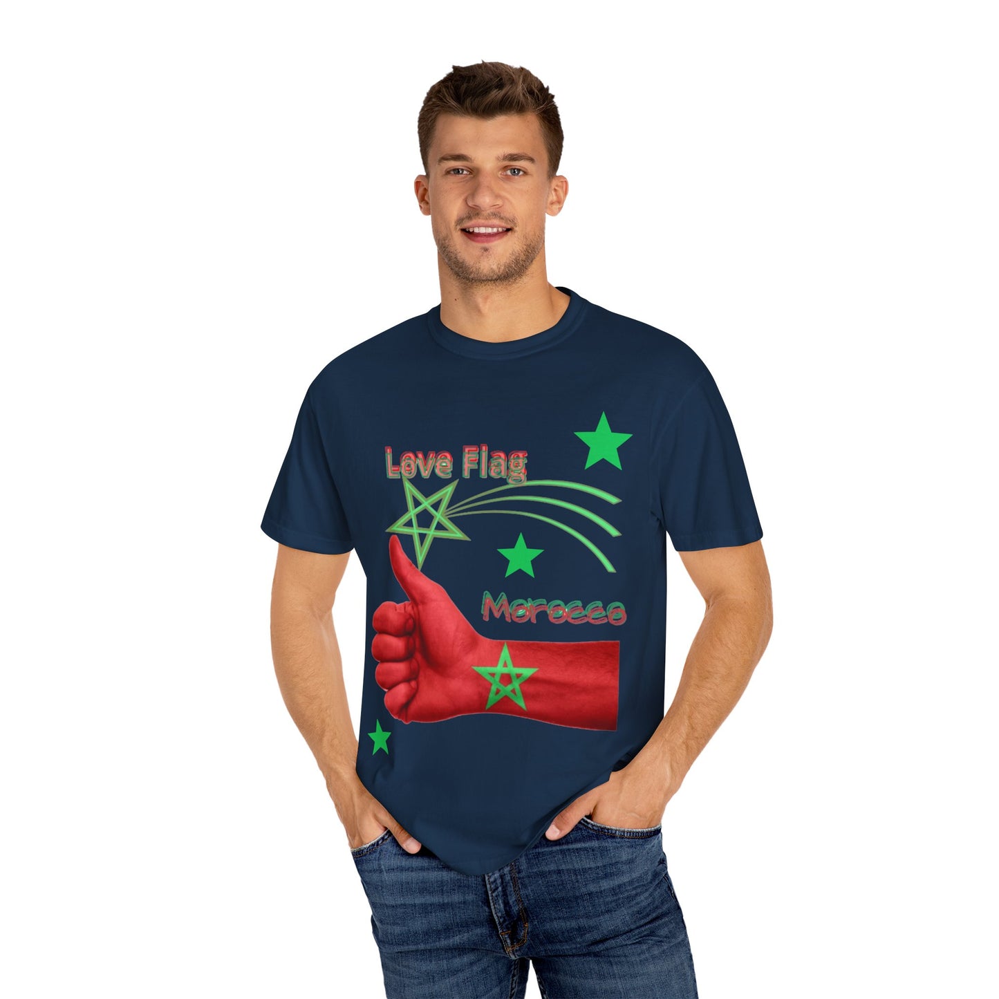 Moroccan Love Flag T-Shirt, Unisex Tee, Casual Wear, Gifts for Travelers, Unique Souvenir, Summer Fashion