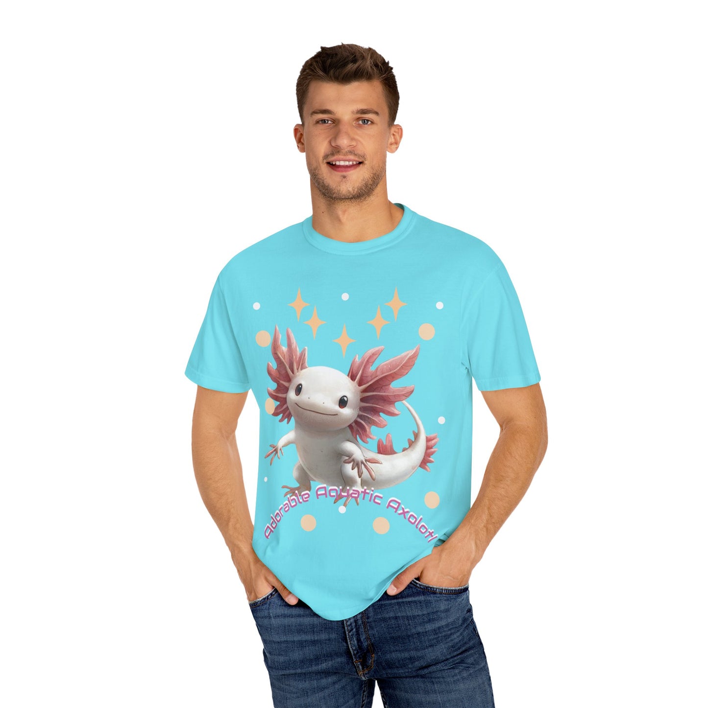Cute Axolotl T-Shirt for Nature Lovers, Unisex Garment-Dyed Tee, Gift for Animal Enthusiasts, Casual Wear, Birthday Present