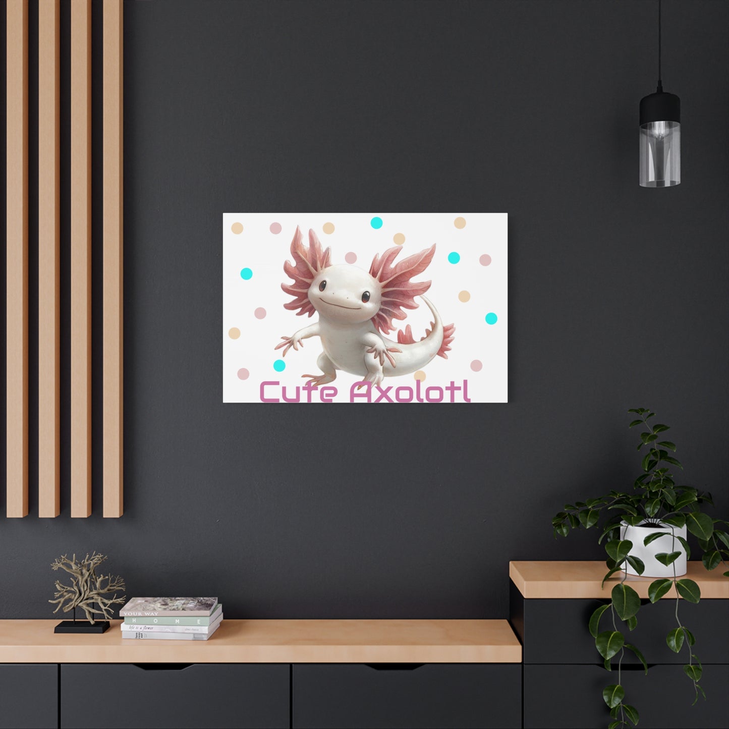 Whimsical Axolotl Canvas Art, Nursery Decor, Cute Wall Art, Kid's Room Decoration, Gift for Animal Lovers, Playful Home Accent