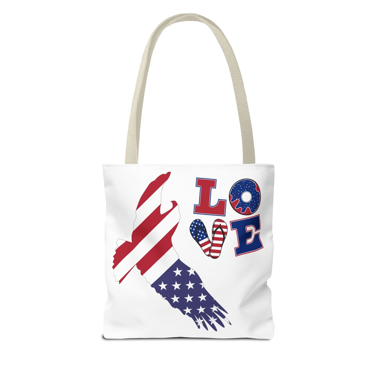 Patriotic Eagle Tote Bag - USA Flag Design, Reusable Shopping Bag, Beach Bag, Gift for Independence Day, Eco-Friendly Carryall
