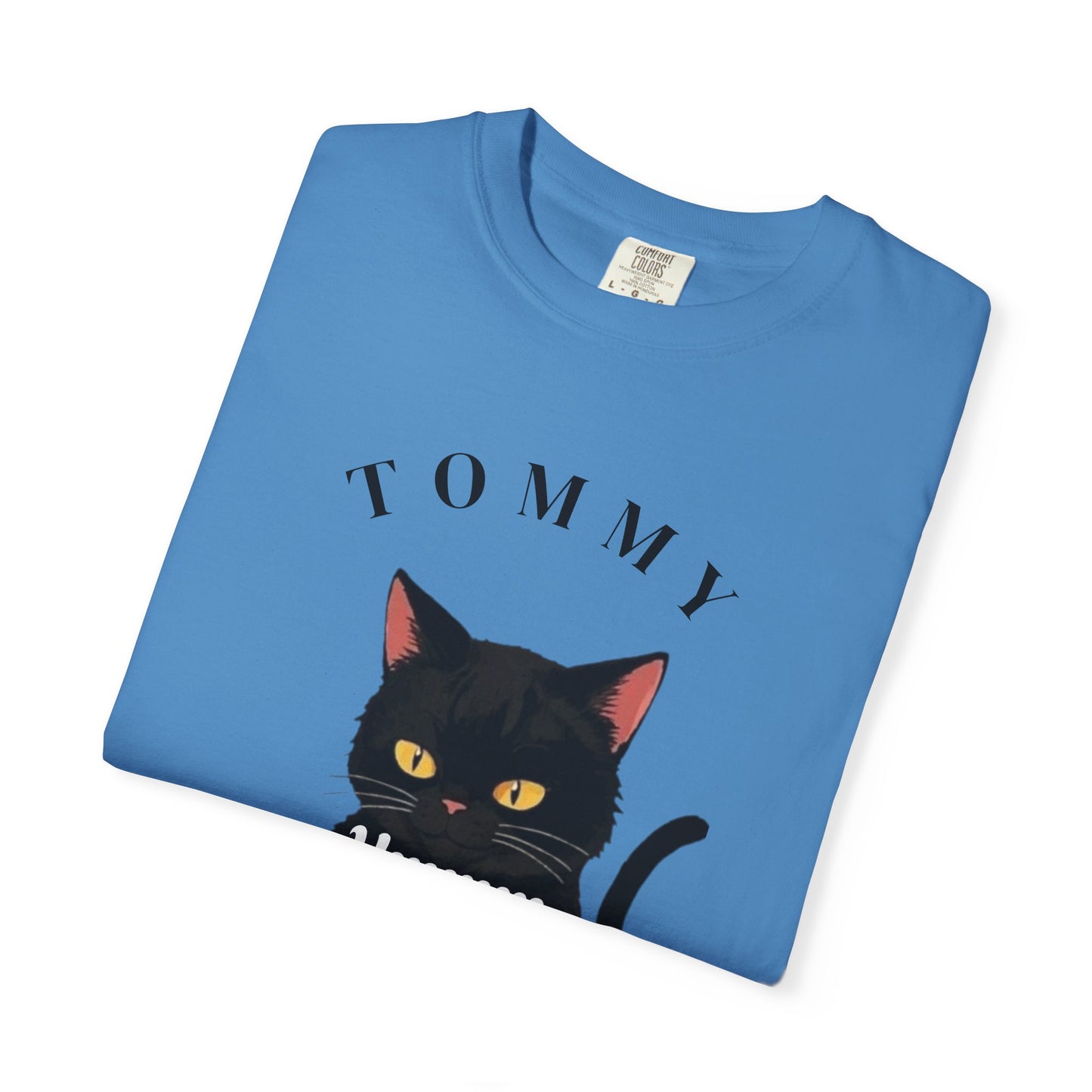Funny Cat T-Shirt - Tommy the Cat Eats Spaghetti, Gift for Cat Lovers, Cute Pet Apparel, Relaxed Summer Tee, Cat-Themed Clothing