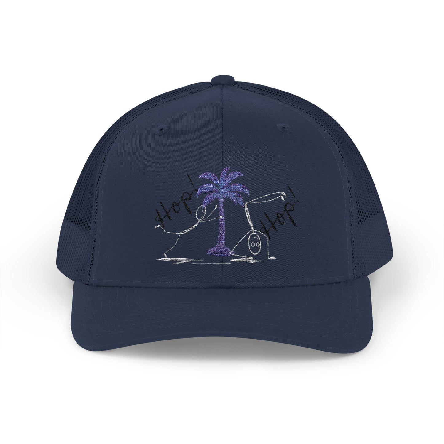 Vibrant Palm Tree Trucker Cap, Summer Hat, Casual Cap, Beach Accessory, Gift for Trendy Friends, Outdoor Gear