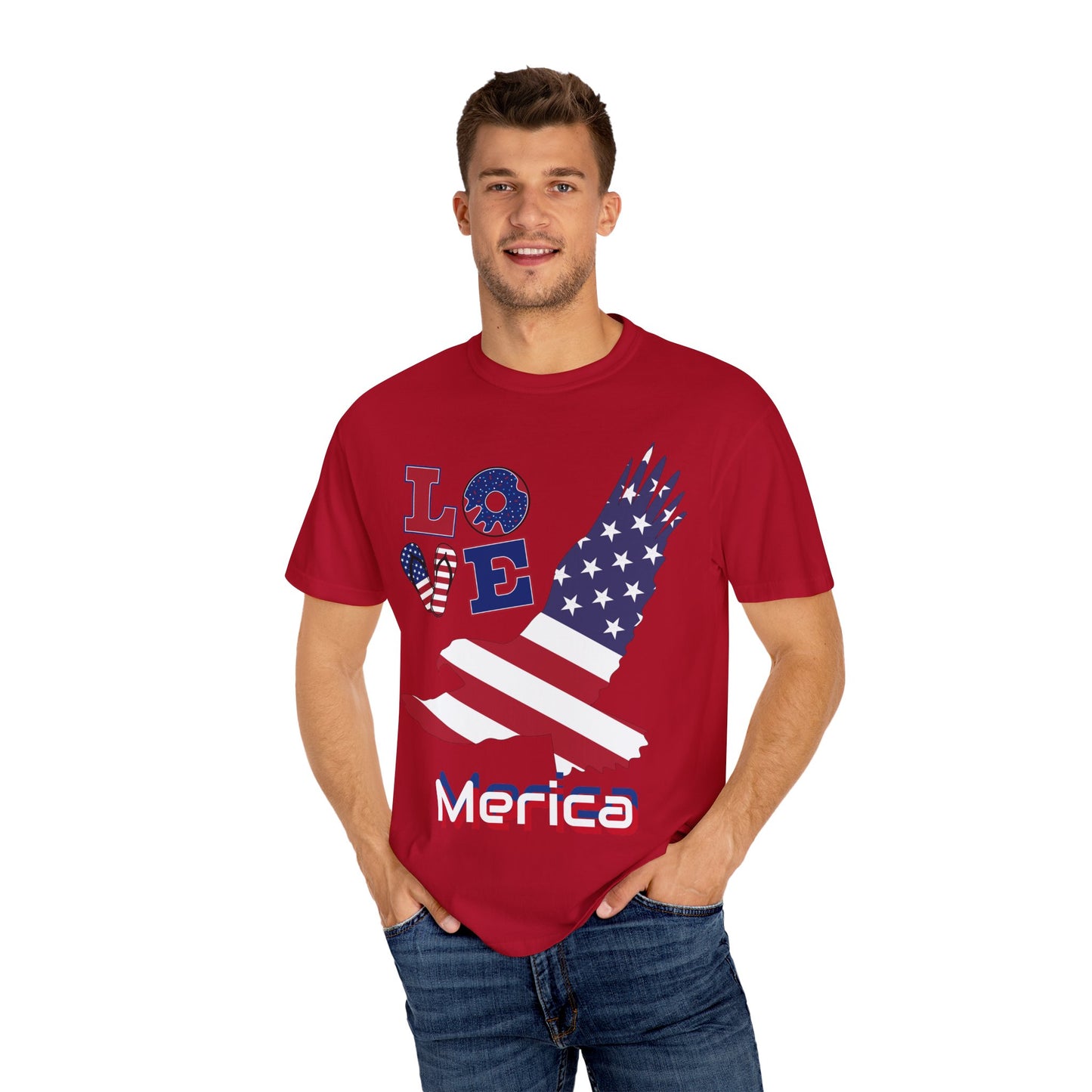 Patriotic Graphic T-Shirt, Love Merica Tee, July 4th Apparel, Unisex Independence Day Shirt, USA Pride Gift, Casual Summer Top