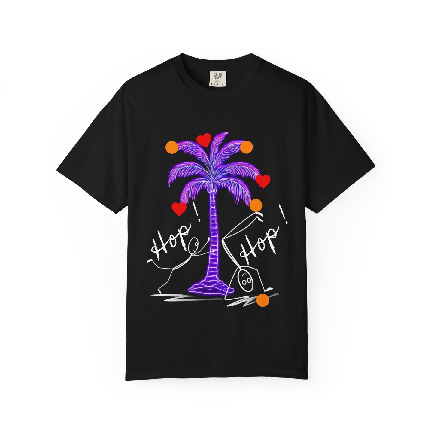 Hop! Palm T-Shirt, Summer Vibes, Beachwear, Casual Style, Gift for Friends, Travel Essential