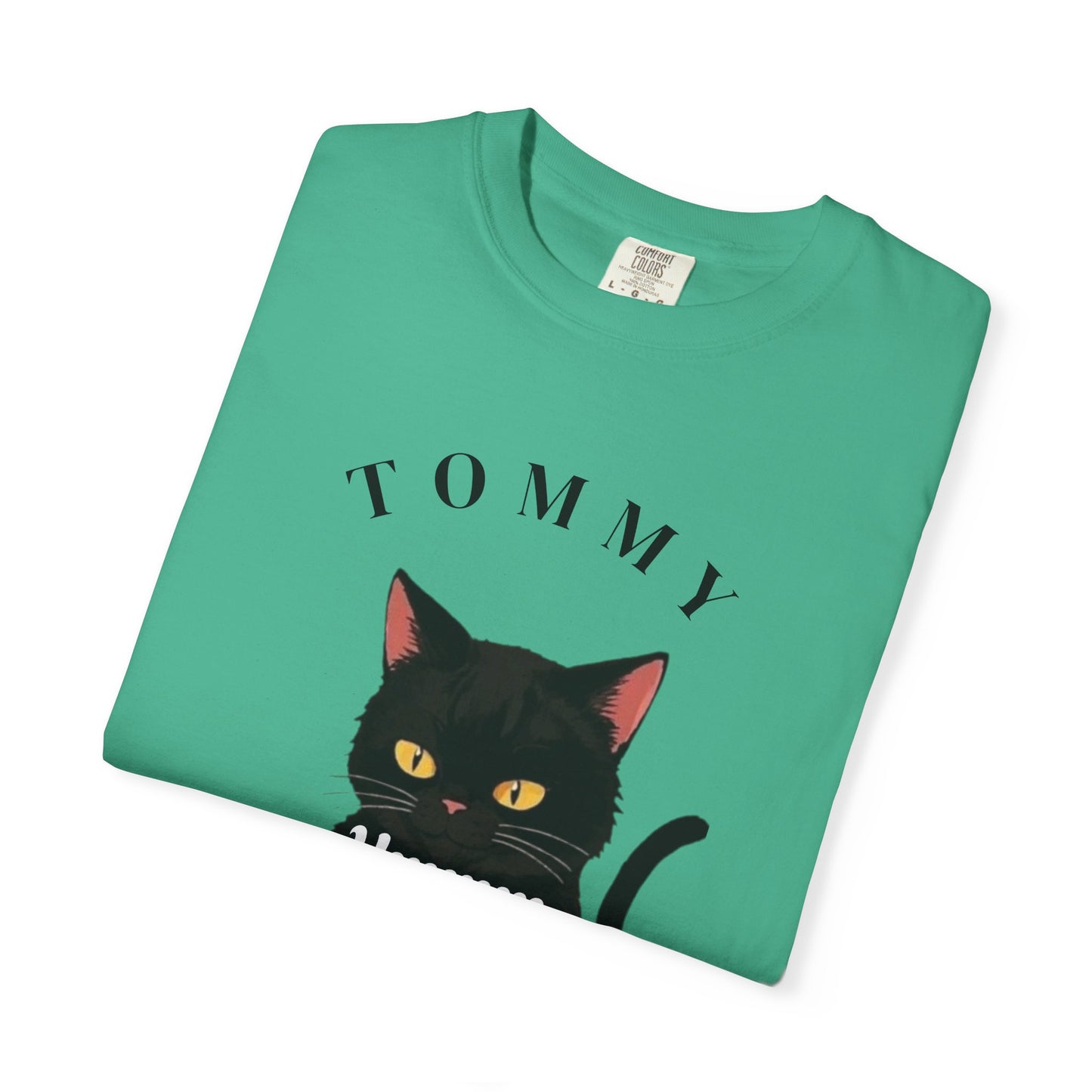 Funny Cat T-Shirt - Tommy the Cat Eats Spaghetti, Gift for Cat Lovers, Cute Pet Apparel, Relaxed Summer Tee, Cat-Themed Clothing