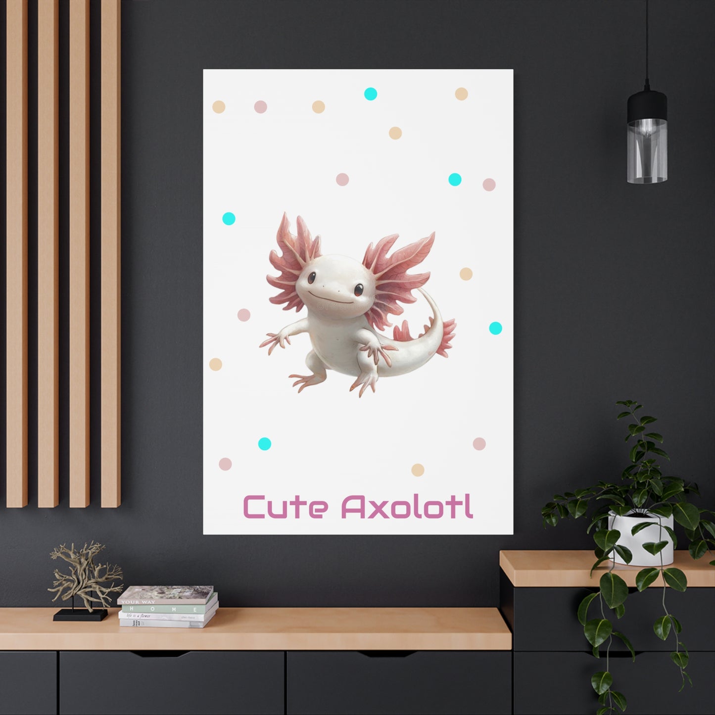 Whimsical Axolotl Canvas Art, Nursery Decor, Cute Wall Art, Kid's Room Decoration, Gift for Animal Lovers, Playful Home Accent