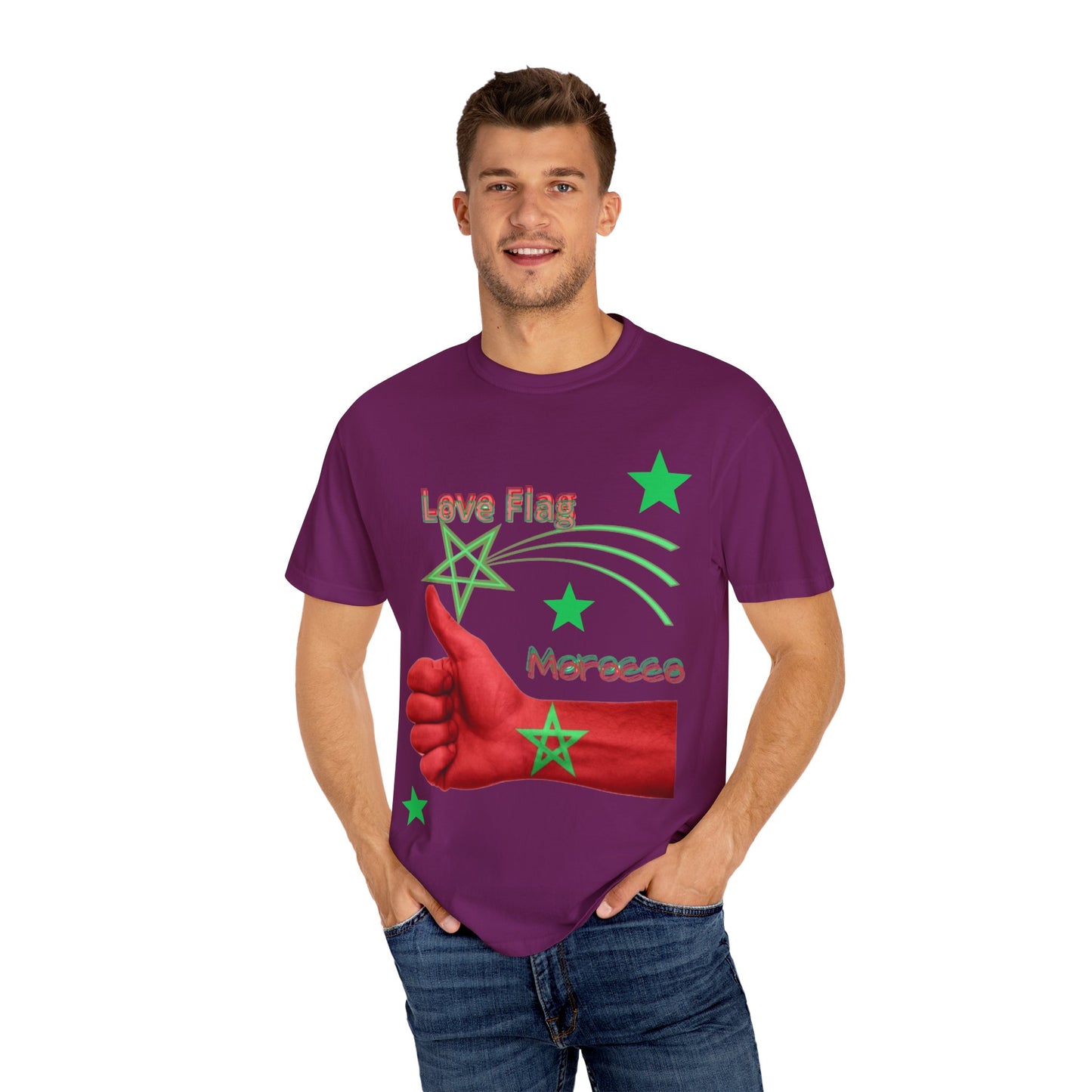 Moroccan Love Flag T-Shirt, Unisex Tee, Casual Wear, Gifts for Travelers, Unique Souvenir, Summer Fashion