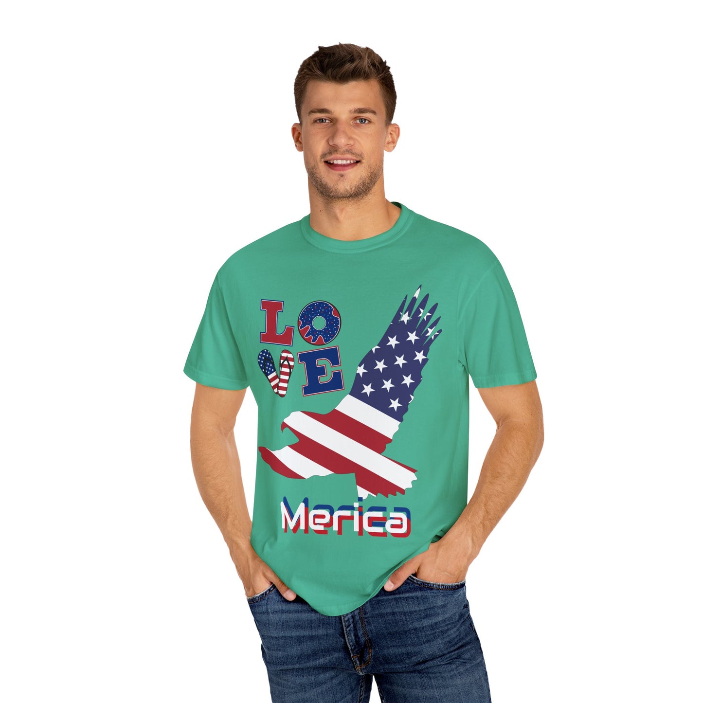 Patriotic Graphic T-Shirt, Love Merica Tee, July 4th Apparel, Unisex Independence Day Shirt, USA Pride Gift, Casual Summer Top