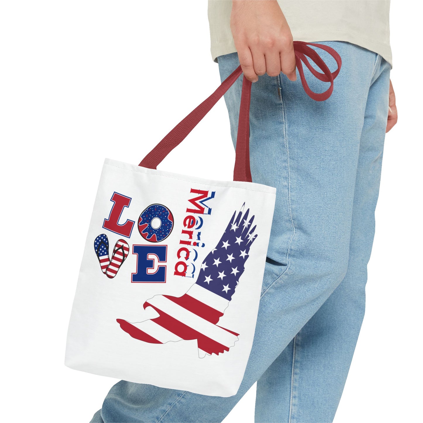 Patriotic Eagle Tote Bag - USA Flag Design, Reusable Shopping Bag, Beach Bag, Gift for Independence Day, Eco-Friendly Carryall