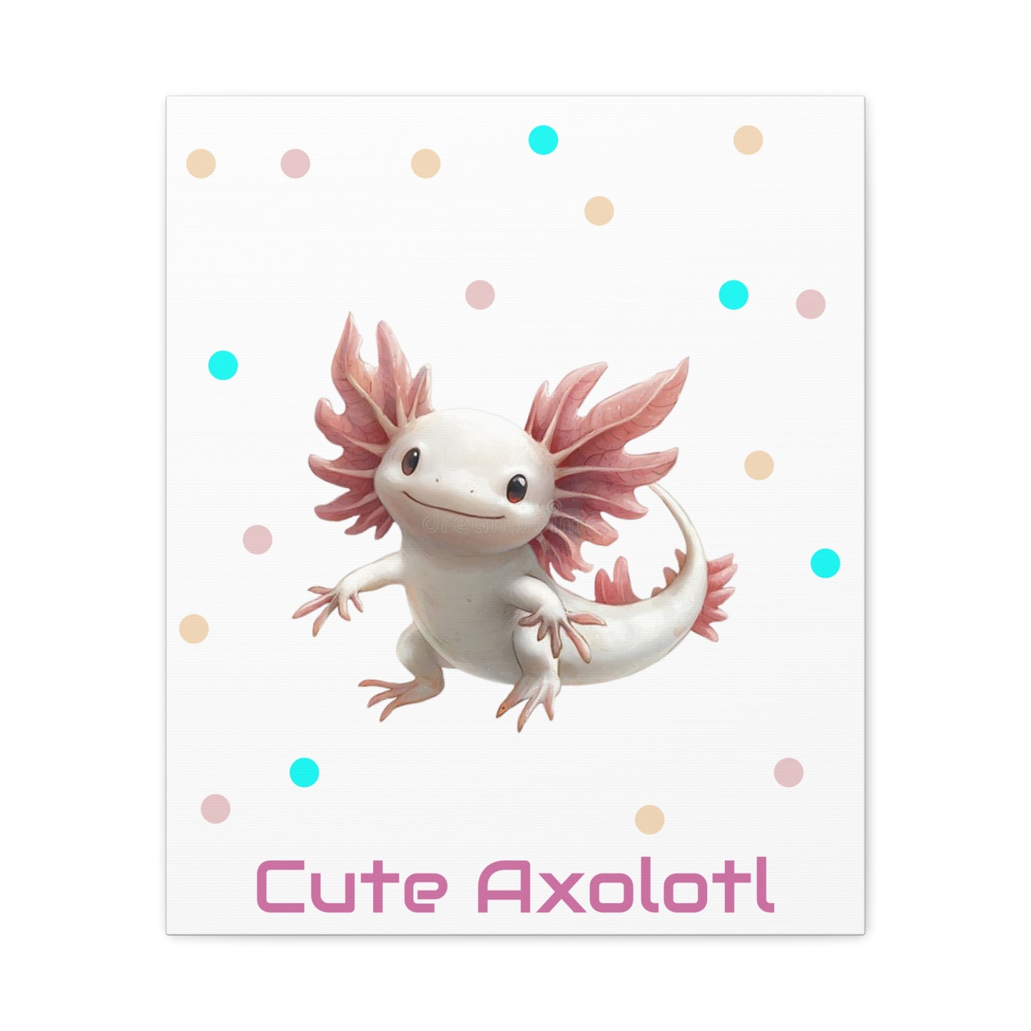 Whimsical Axolotl Canvas Art, Nursery Decor, Cute Wall Art, Kid's Room Decoration, Gift for Animal Lovers, Playful Home Accent