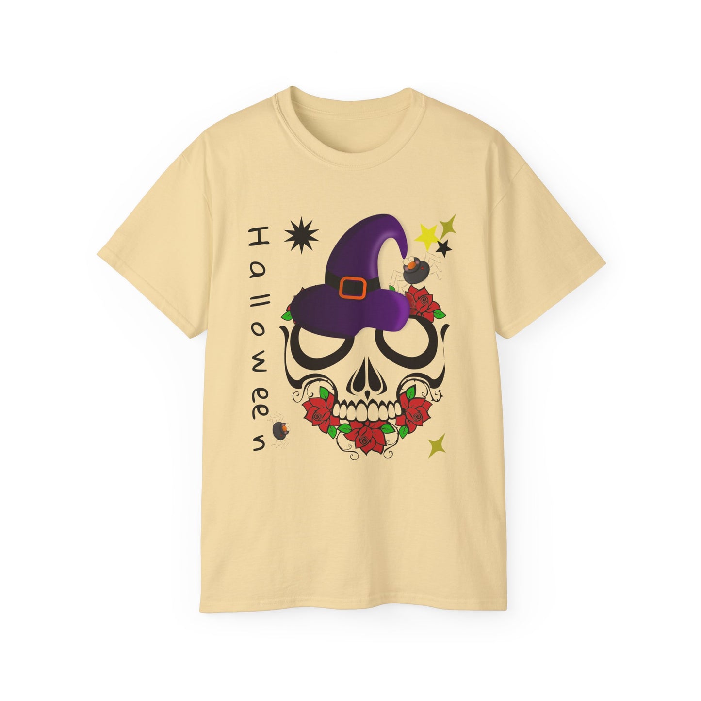 Skull & Rose Halloween T-Shirt – Spooky Friday October 31, 2025 Tee | USA Gothic Horror Style Rose Graphic Tee, Floral Skull T-Shirt, Gift for Halloween, Festival Apparel