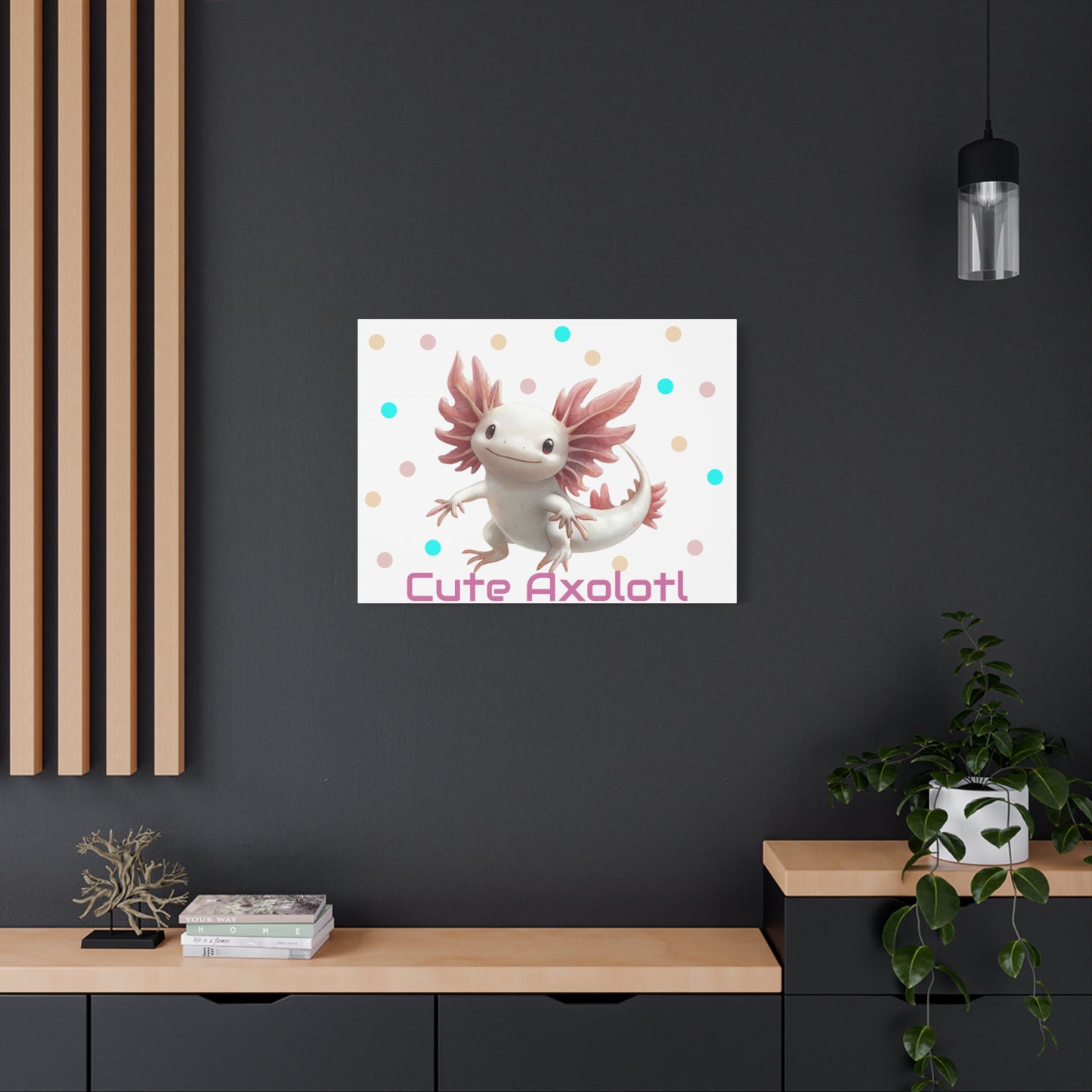 Whimsical Axolotl Canvas Art, Nursery Decor, Cute Wall Art, Kid's Room Decoration, Gift for Animal Lovers, Playful Home Accent