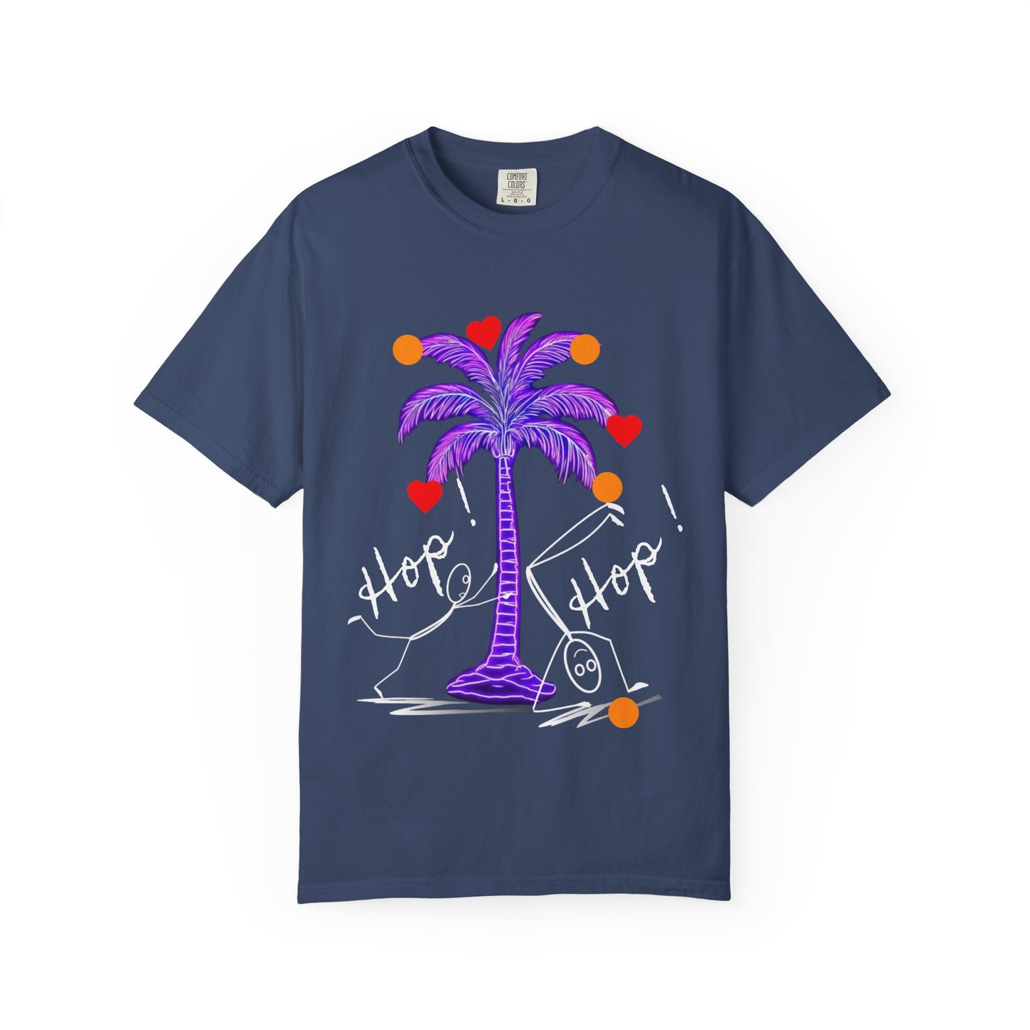 Hop! Palm T-Shirt, Summer Vibes, Beachwear, Casual Style, Gift for Friends, Travel Essential