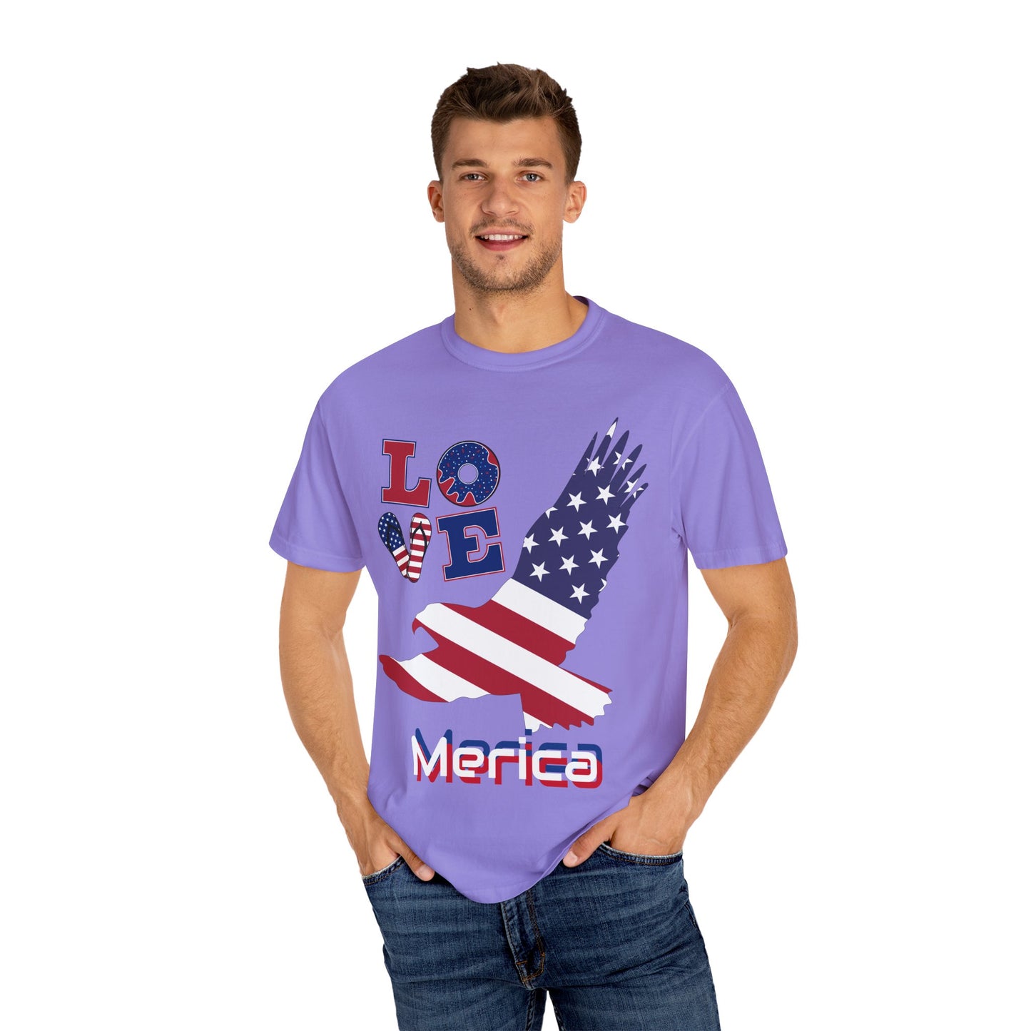 Patriotic Graphic T-Shirt, Love Merica Tee, July 4th Apparel, Unisex Independence Day Shirt, USA Pride Gift, Casual Summer Top