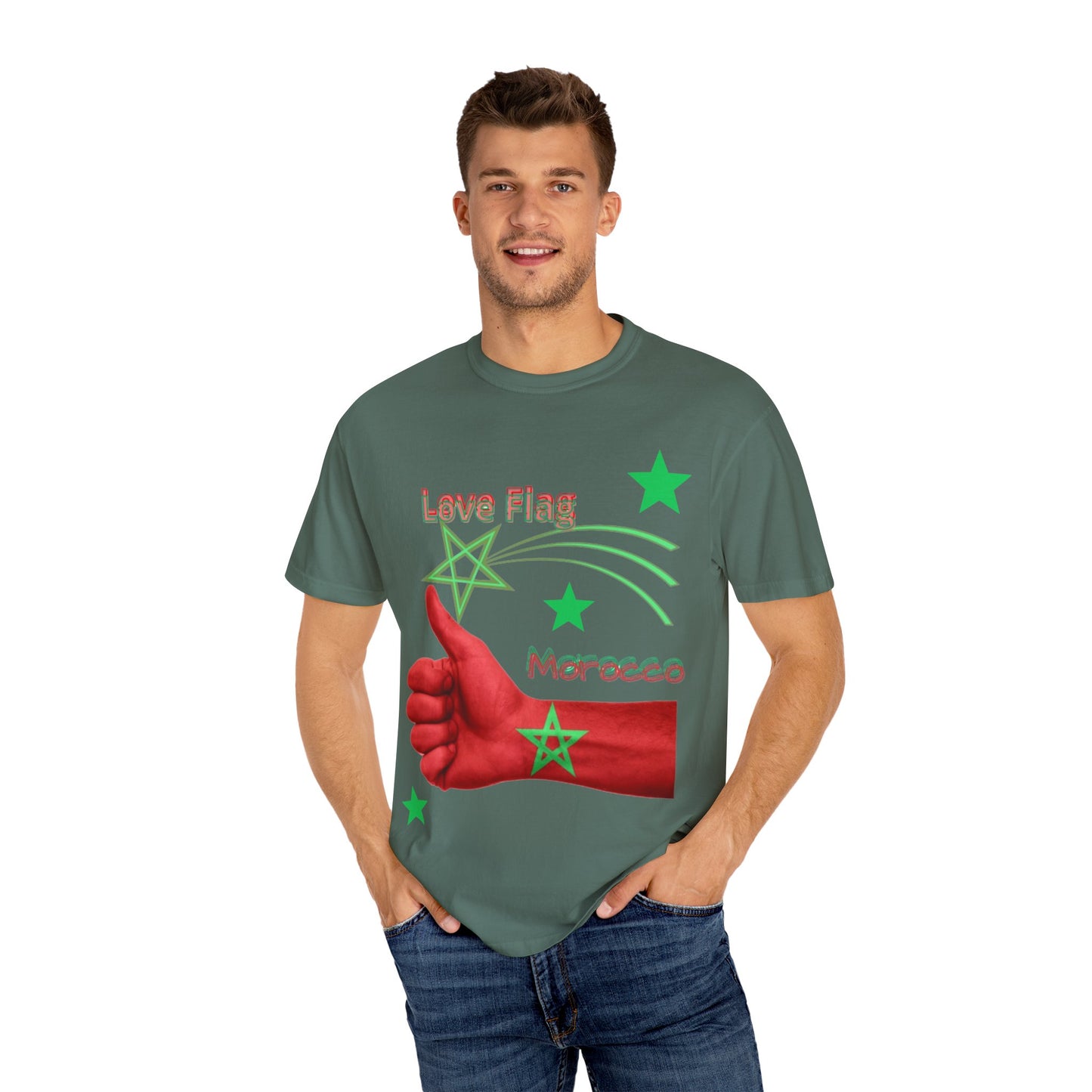 Moroccan Love Flag T-Shirt, Unisex Tee, Casual Wear, Gifts for Travelers, Unique Souvenir, Summer Fashion