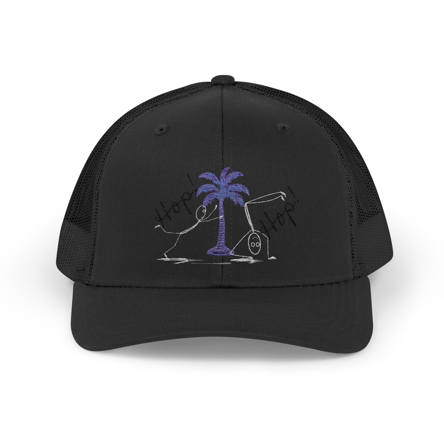 Vibrant Palm Tree Trucker Cap, Summer Hat, Casual Cap, Beach Accessory, Gift for Trendy Friends, Outdoor Gear