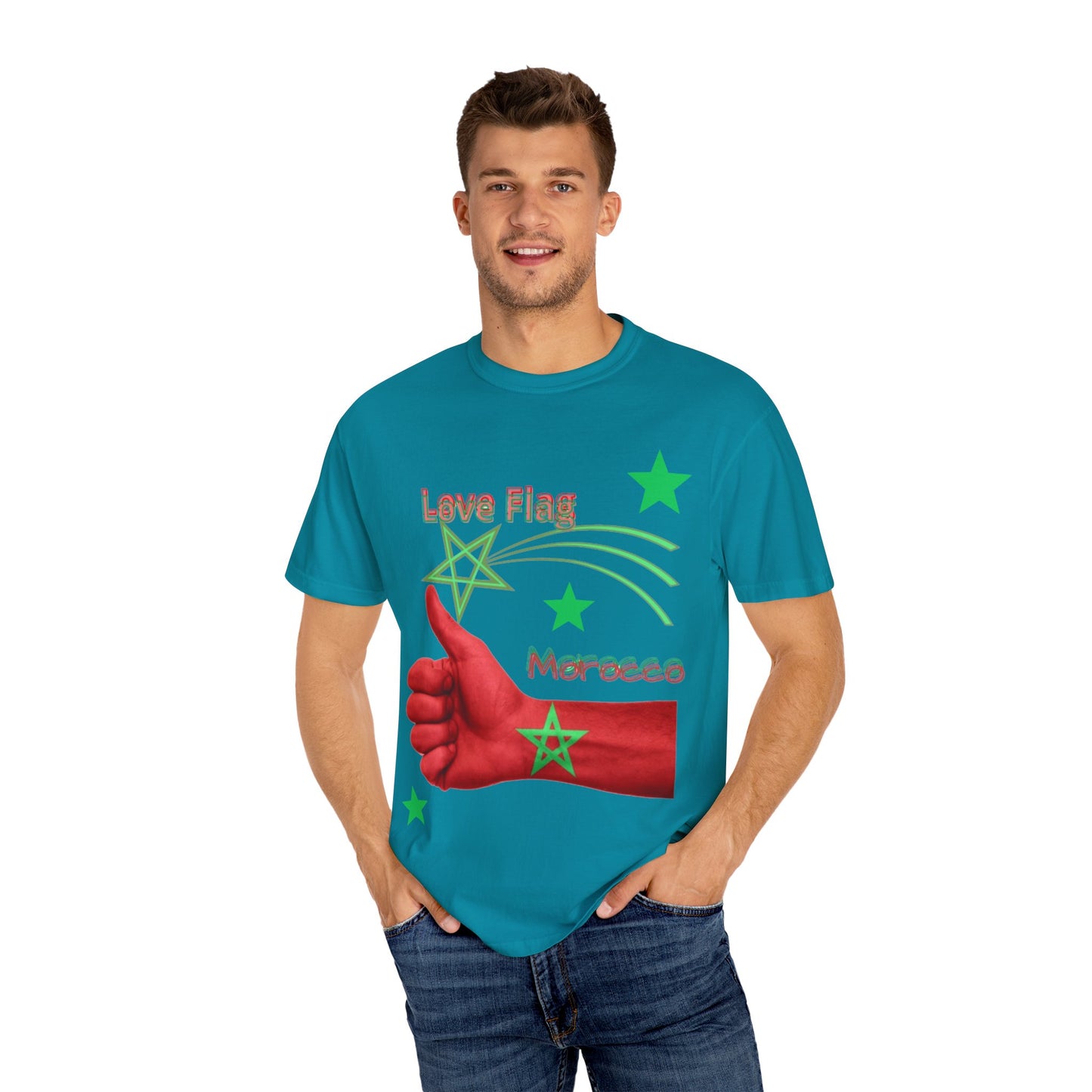 Moroccan Love Flag T-Shirt, Unisex Tee, Casual Wear, Gifts for Travelers, Unique Souvenir, Summer Fashion
