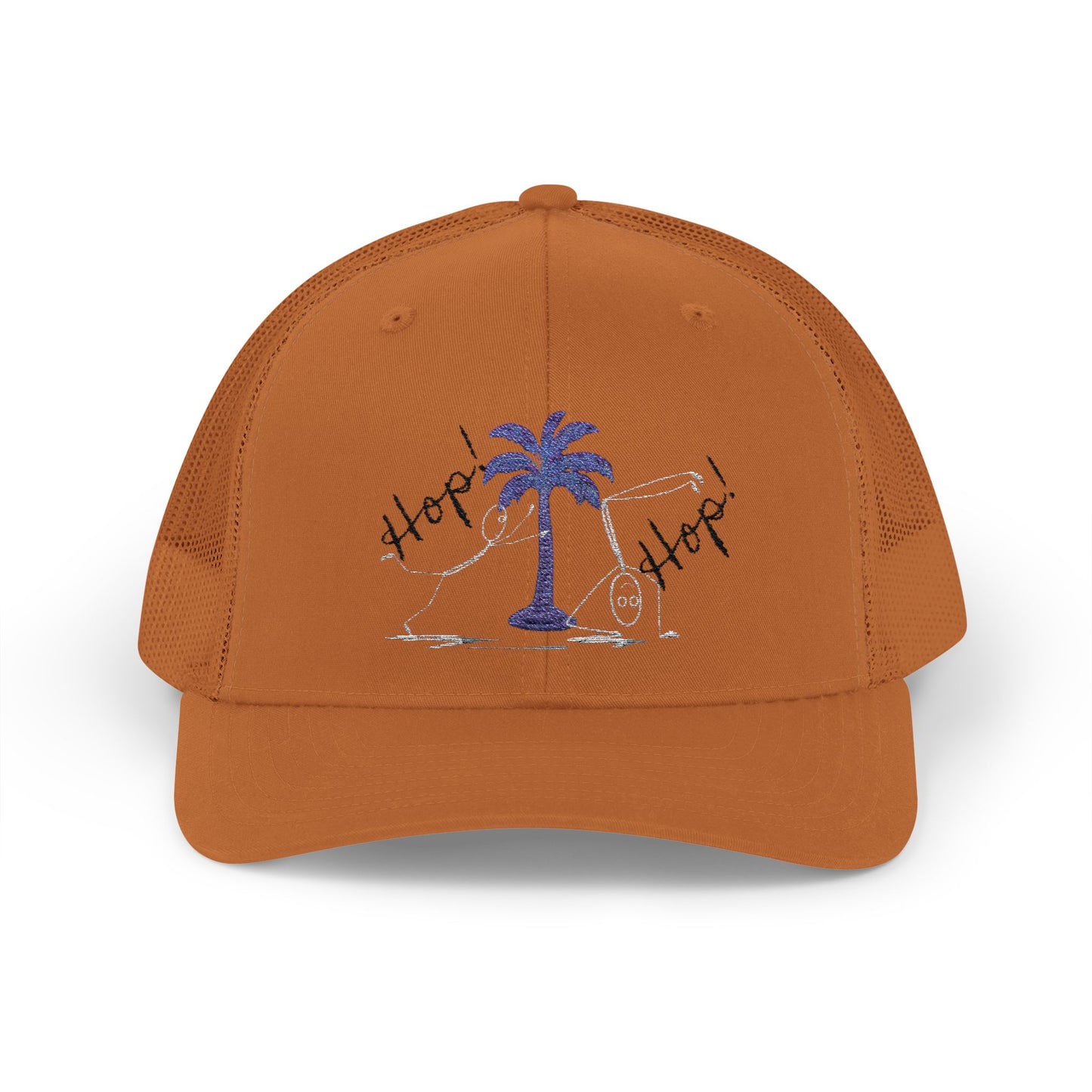 Vibrant Palm Tree Trucker Cap, Summer Hat, Casual Cap, Beach Accessory, Gift for Trendy Friends, Outdoor Gear