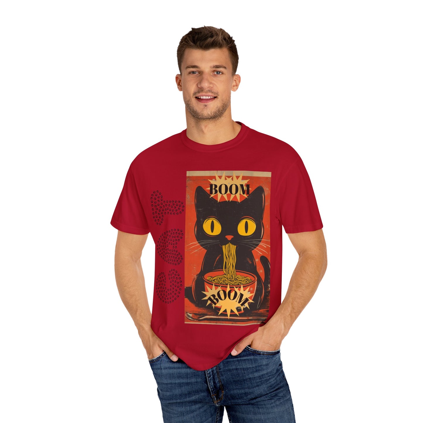 Noodle Cat Graphic Tee, Cute Cat T-Shirt, Animal Lover Gift, Foodie Apparel, Funny Gift for Her, Relaxed Fit Unisex Shirt