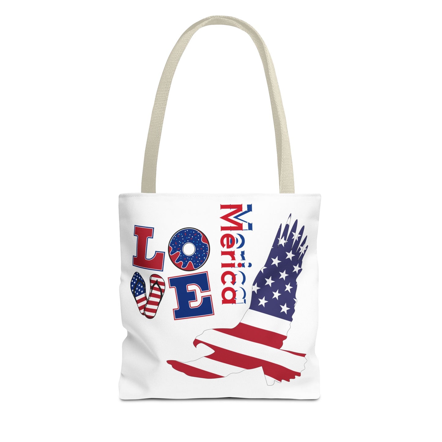 Patriotic Eagle Tote Bag - USA Flag Design, Reusable Shopping Bag, Beach Bag, Gift for Independence Day, Eco-Friendly Carryall
