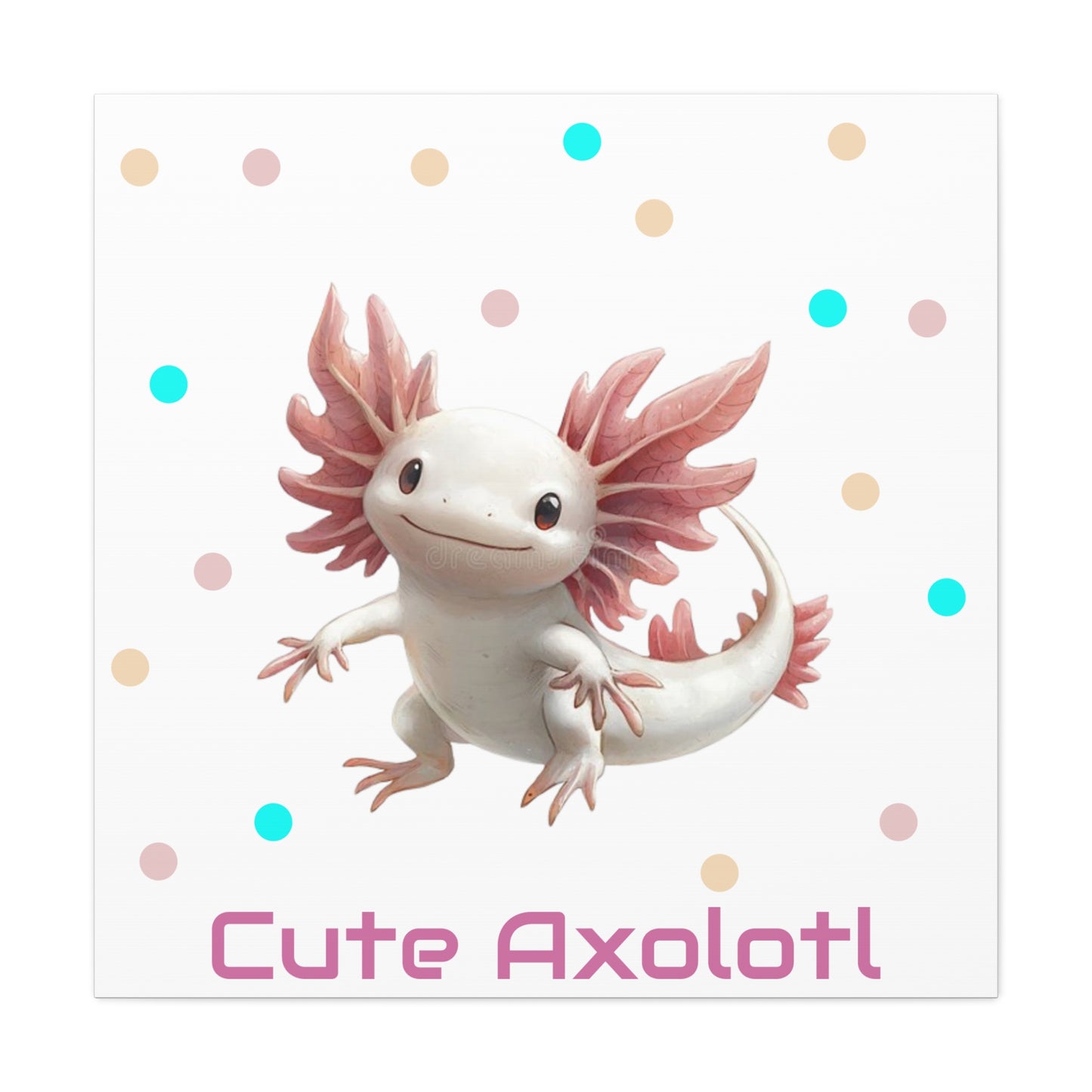 Whimsical Axolotl Canvas Art, Nursery Decor, Cute Wall Art, Kid's Room Decoration, Gift for Animal Lovers, Playful Home Accent