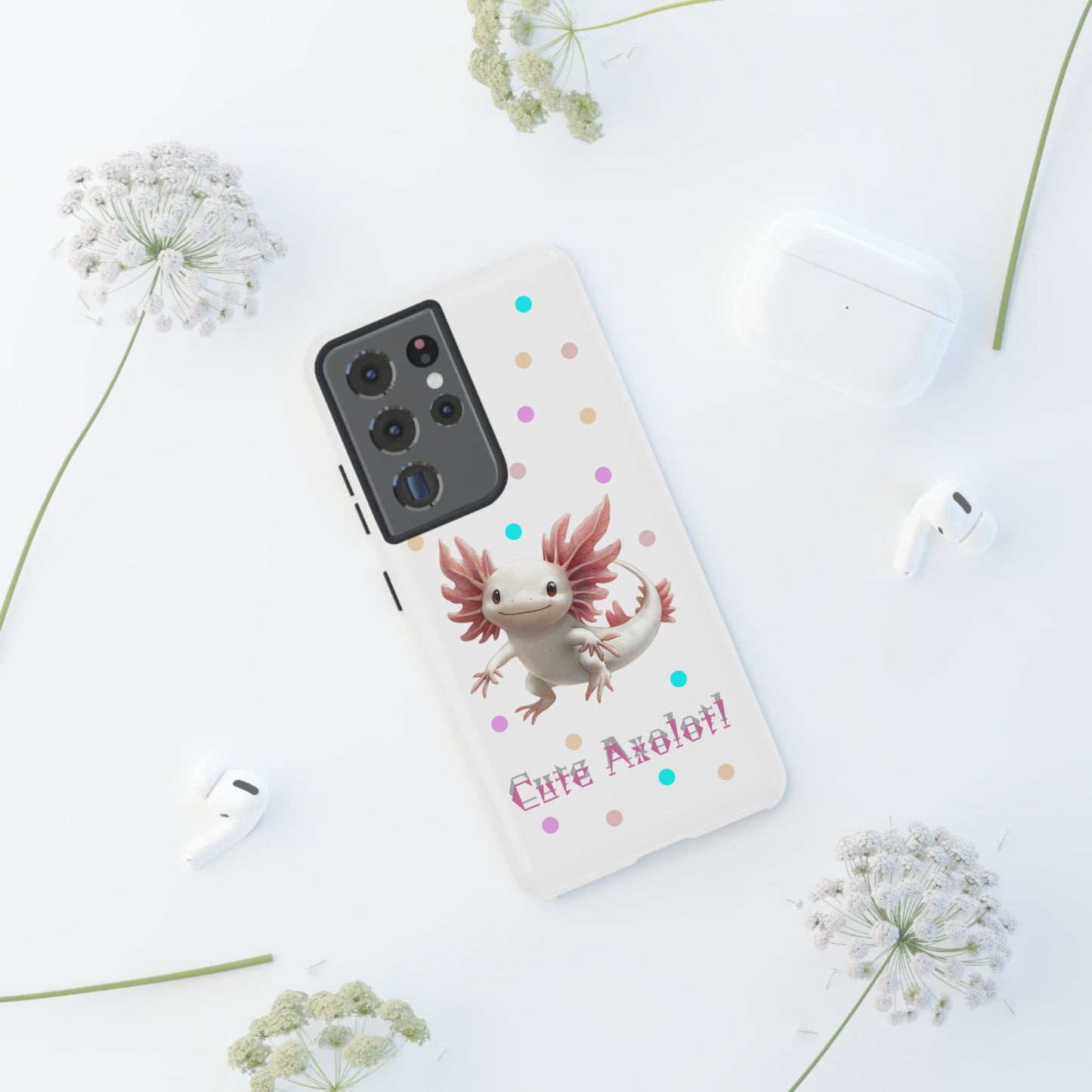 Cute Axolotl Phone Case, Kawaii Phone Cover, Gifts for Kids, Animal Lover Accessories, Cute Axolotl Design