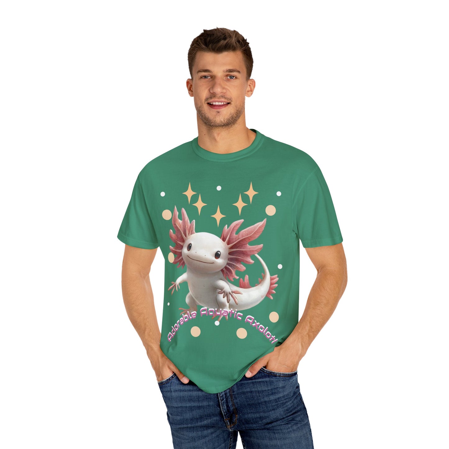 Cute Axolotl T-Shirt for Nature Lovers, Unisex Garment-Dyed Tee, Gift for Animal Enthusiasts, Casual Wear, Birthday Present