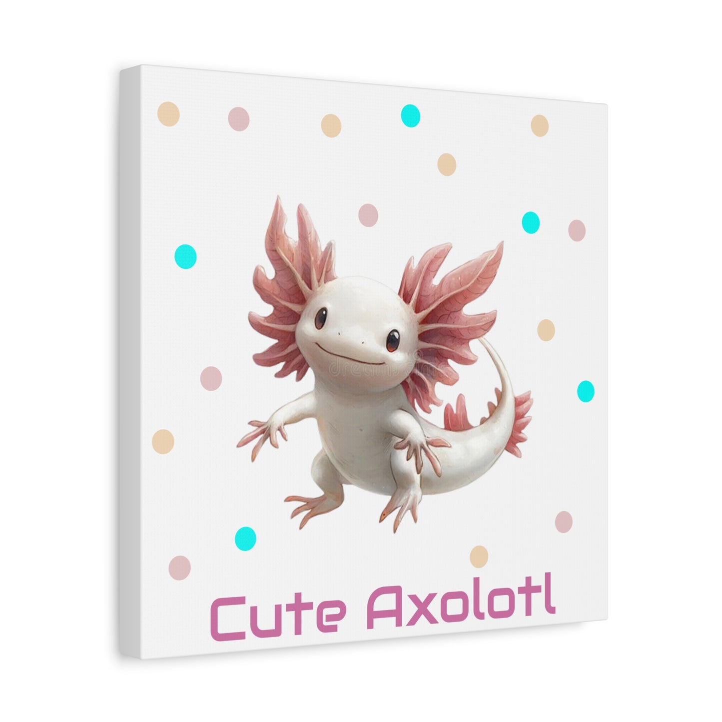 Whimsical Axolotl Canvas Art, Nursery Decor, Cute Wall Art, Kid's Room Decoration, Gift for Animal Lovers, Playful Home Accent